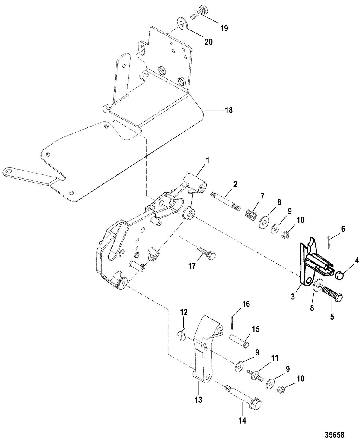 MERCRUISER 7.4L MPI BRAVO L29 (GEN VI) SHIFT BRACKET