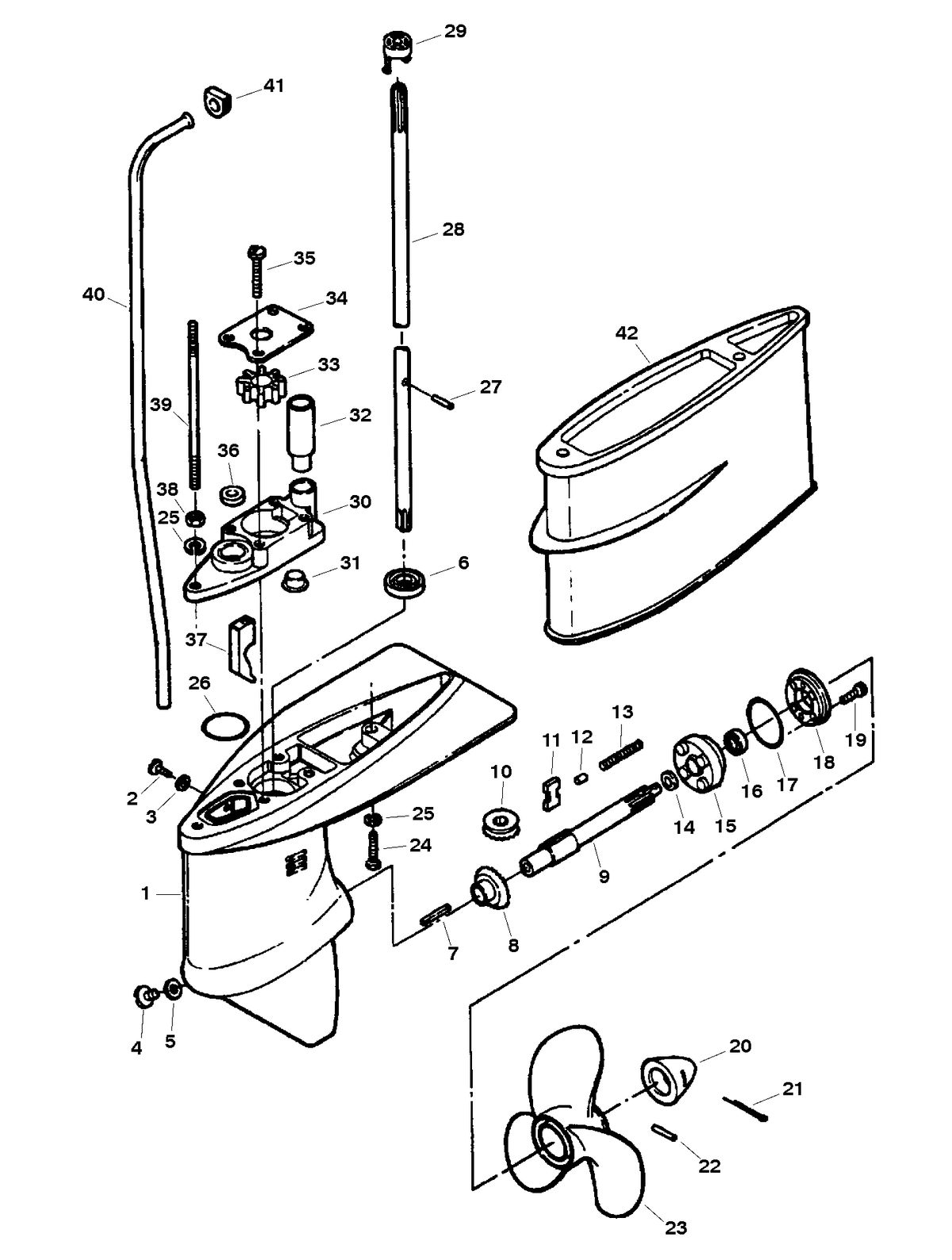 FORCE 5 H.P. GEAR HOUSING ASSEMBLY