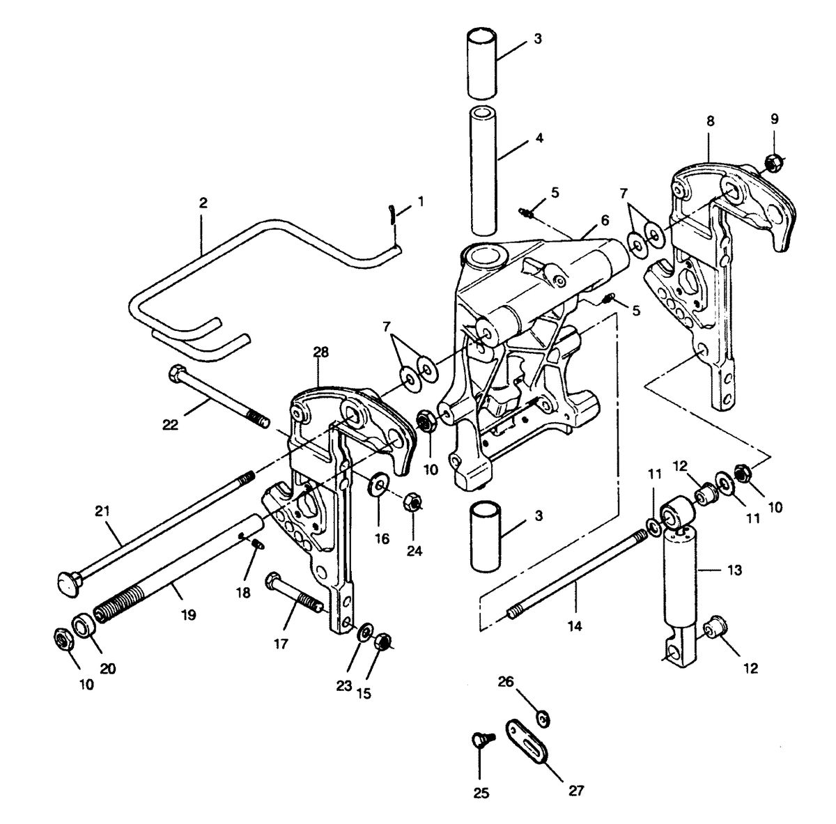 FORCE FORCE 1991 90 H.P. "A" MODELS SWIVEL BRACKET AND STERN BRACKETS