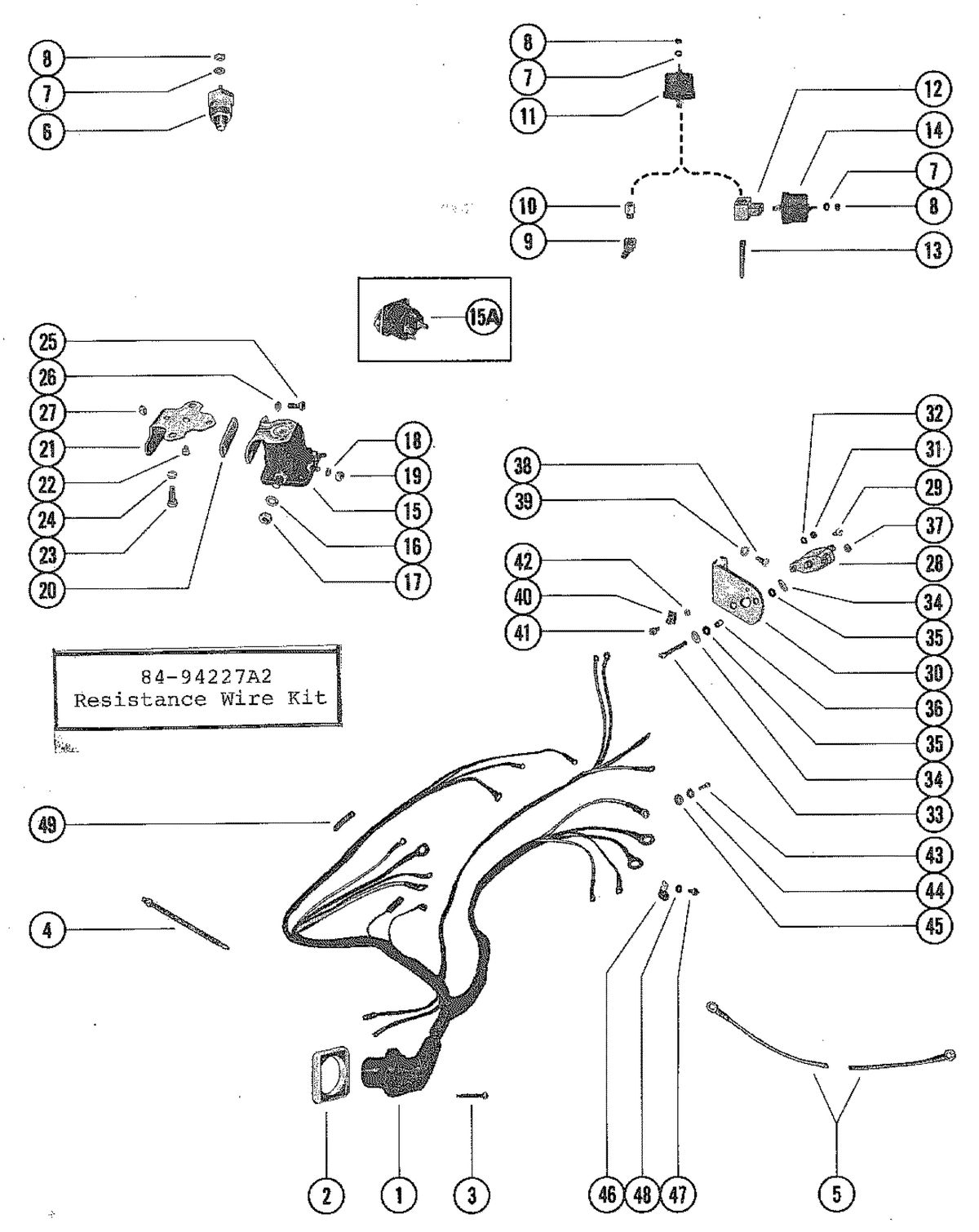 MERCRUISER 165 ENGINE WIRING HARNESS AND STARTER SOLENOID