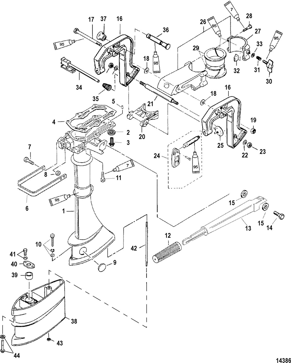 MERCURY/MARINER 2/2.5/3.3 HP 2-STROKE Driveshaft Housing and Clamp Brackets
