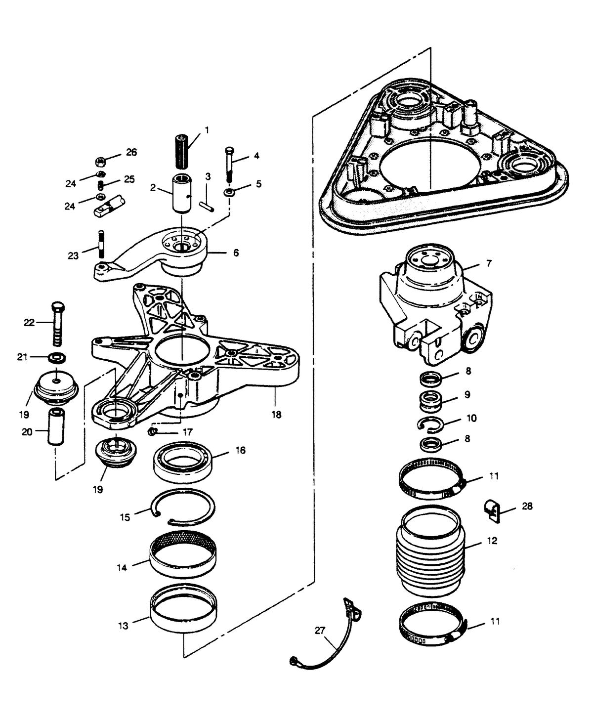 FORCE FORCE 1989 85 H.P. "A" MODEL L-DRIVE MOUNT AND STEERING YOKE
