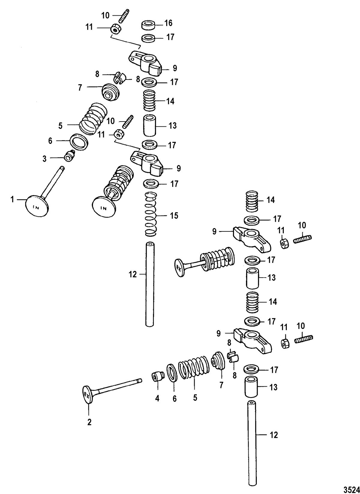 MERCURY 15HP SEAPRO 4-STROKE INTERNATIONAL Intake Valve and Exhaust Valve