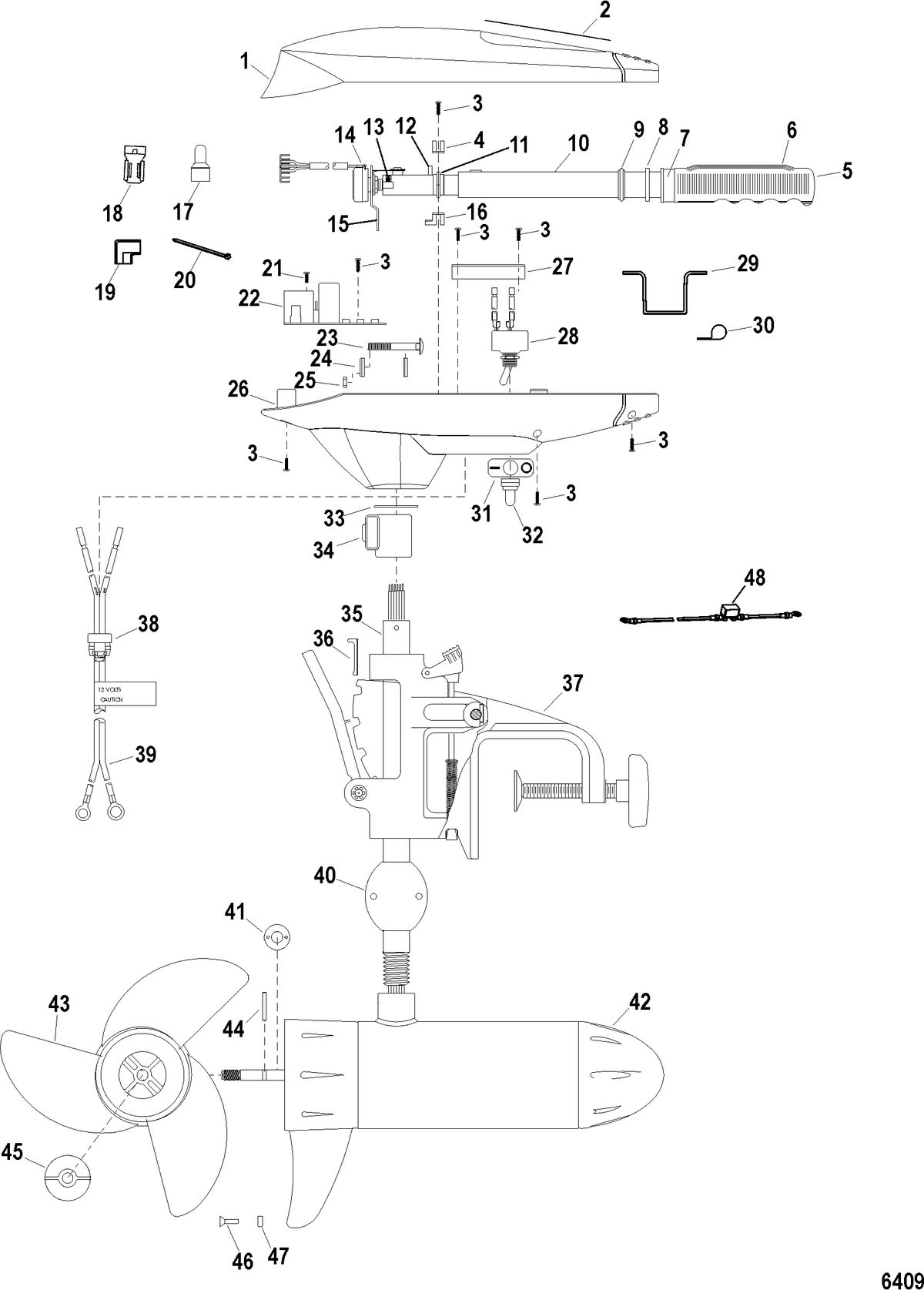 TROLLING MOTOR MOTORGUIDE SALT WATER SERIES Complete Trolling Motor(Model SW109HTD / SW109HTV) (36 Volt)