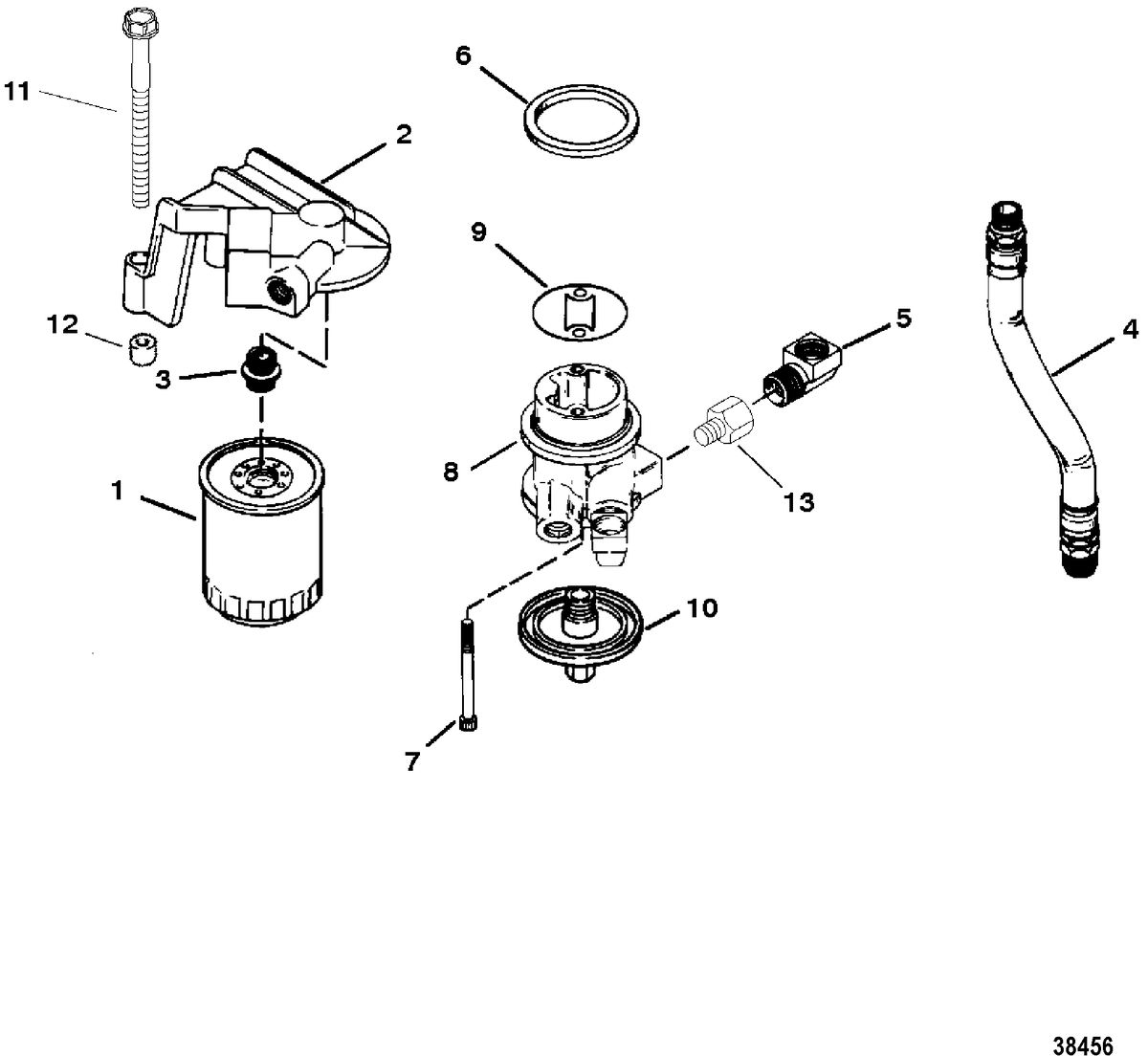 MERCRUISER 4.3L/LX   ALPHA/BRAVO  (GEN II) REMOTE OIL FILTER