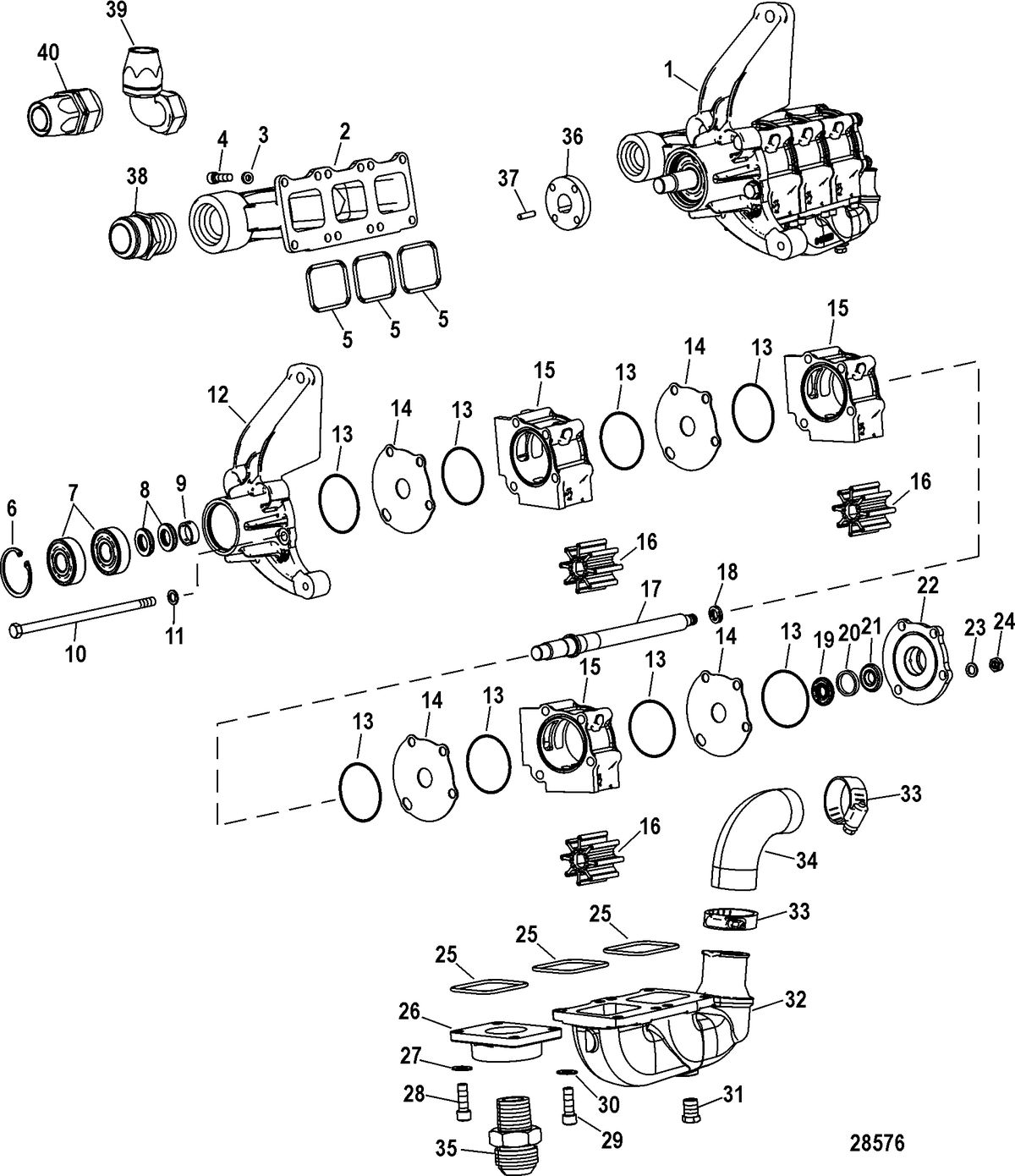 RACE STERNDRIVE 1200 SCI Cooling Components(Sea Water Pump)