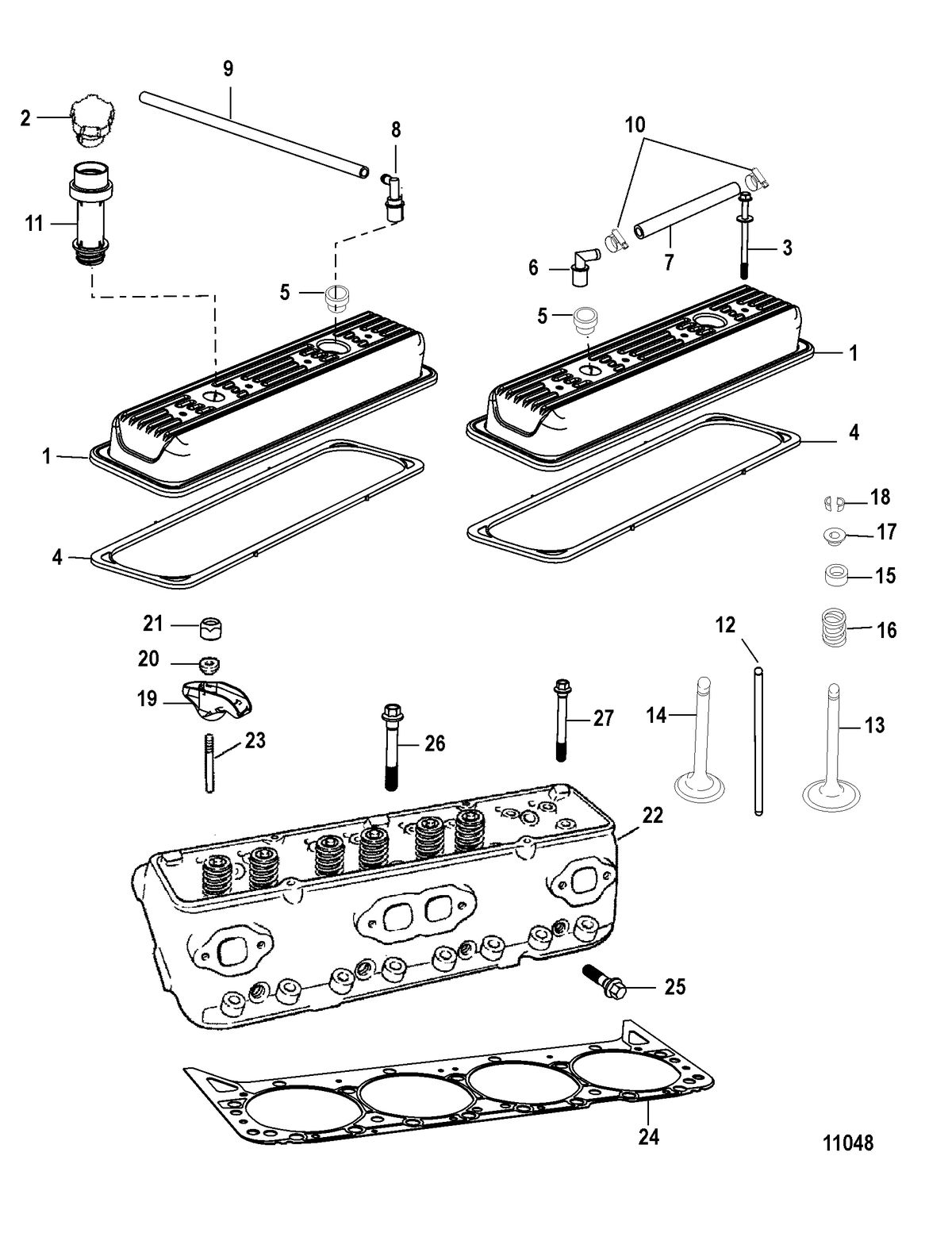 MERCRUISER 5.0L / 5.7L STERNDRIVE Cylinder Head and Rocker Cover