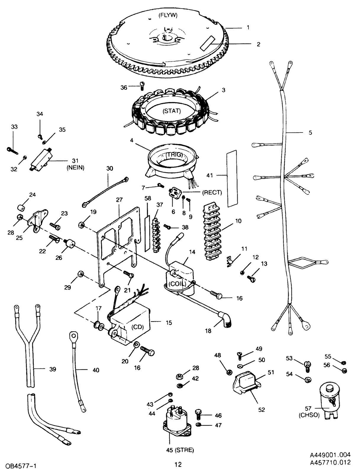 FORCE FORCE 1991 50 H.P. "B" MODELS ELECTRICAL COMPONENTS