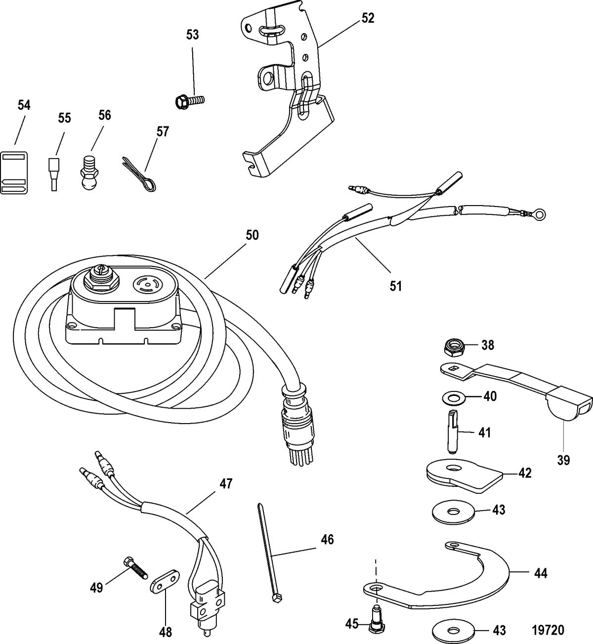 ACCESSORIES STEERING SYSTEMS AND COMPONENTS Tiller Handle Kit Components(821455A11 / A22)