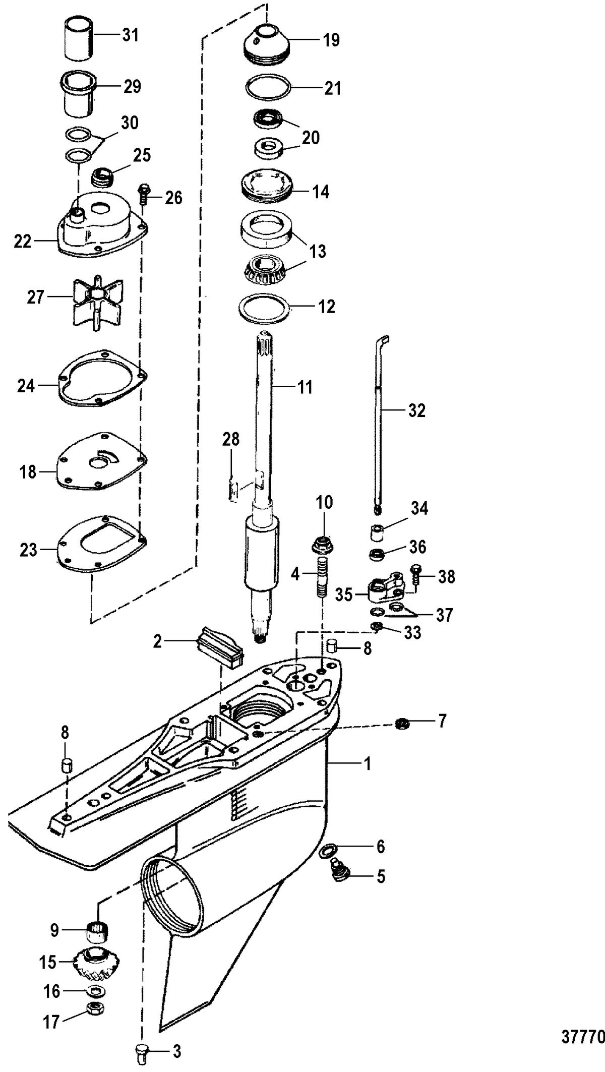 MERCRUISER ALPHA ONE (GEN. II) STERNDRIVE AND TRANSOM ASSEMBLY GEAR HOUSING(DRIVESHAFT)(COUNTER ROTATION)
