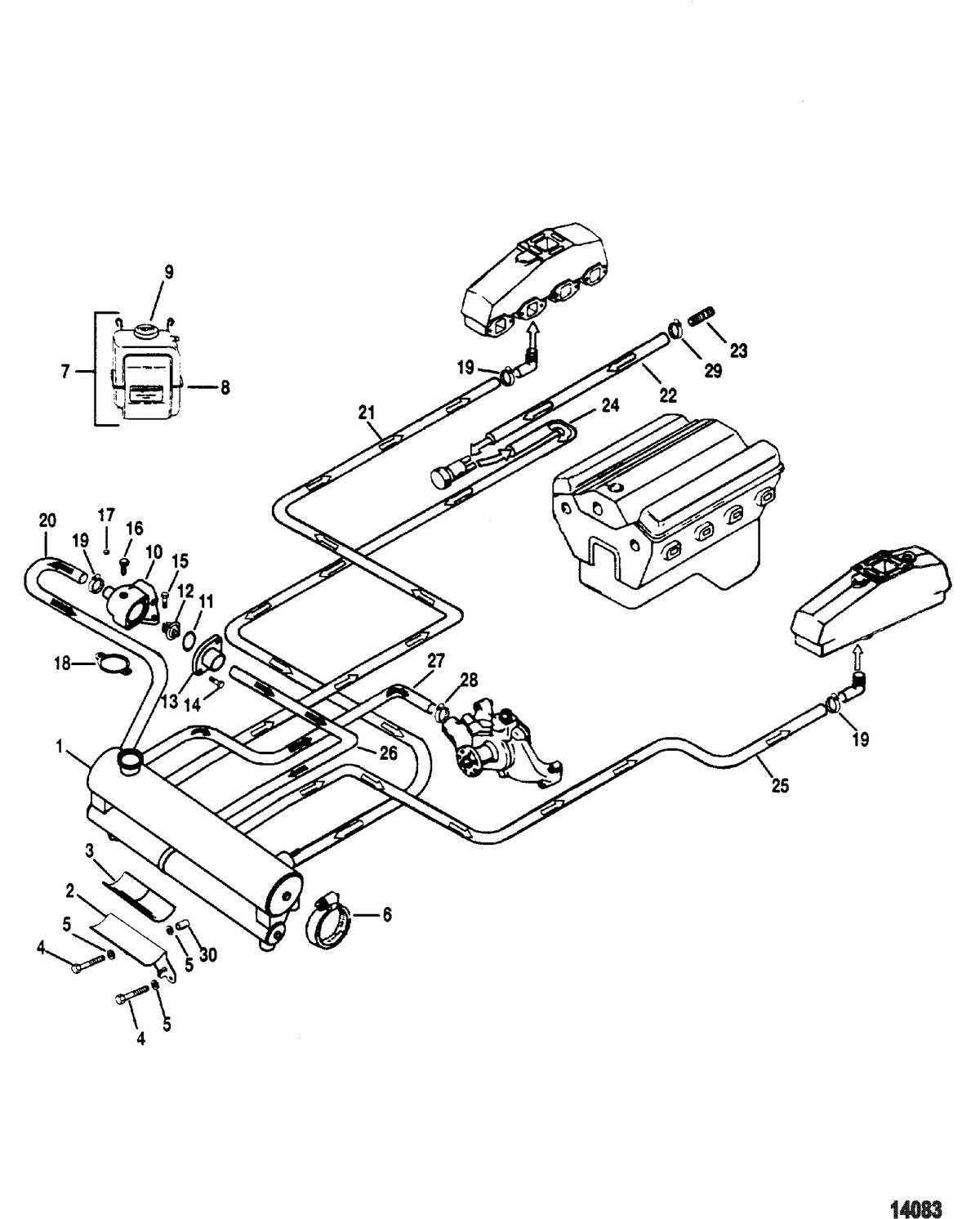 MERCRUISER MIE 7.4 EFI HURTH/BORG WARNER -LH ONLY Closed Cooling System