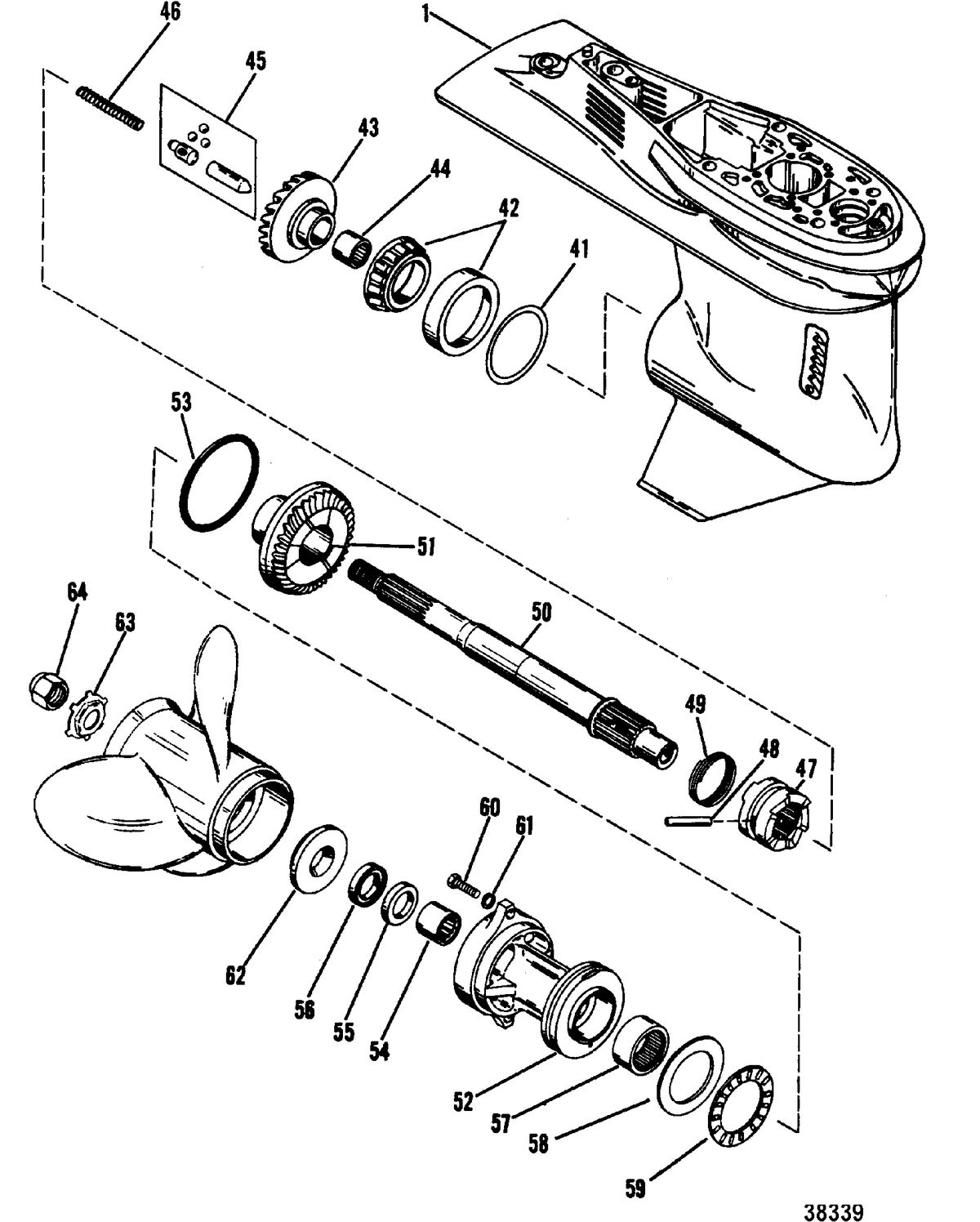MERCURY/MARINER 70/75/80/90 HP (3 CYLINDER) GEAR HOUSING(PROPELLER SHAFT)