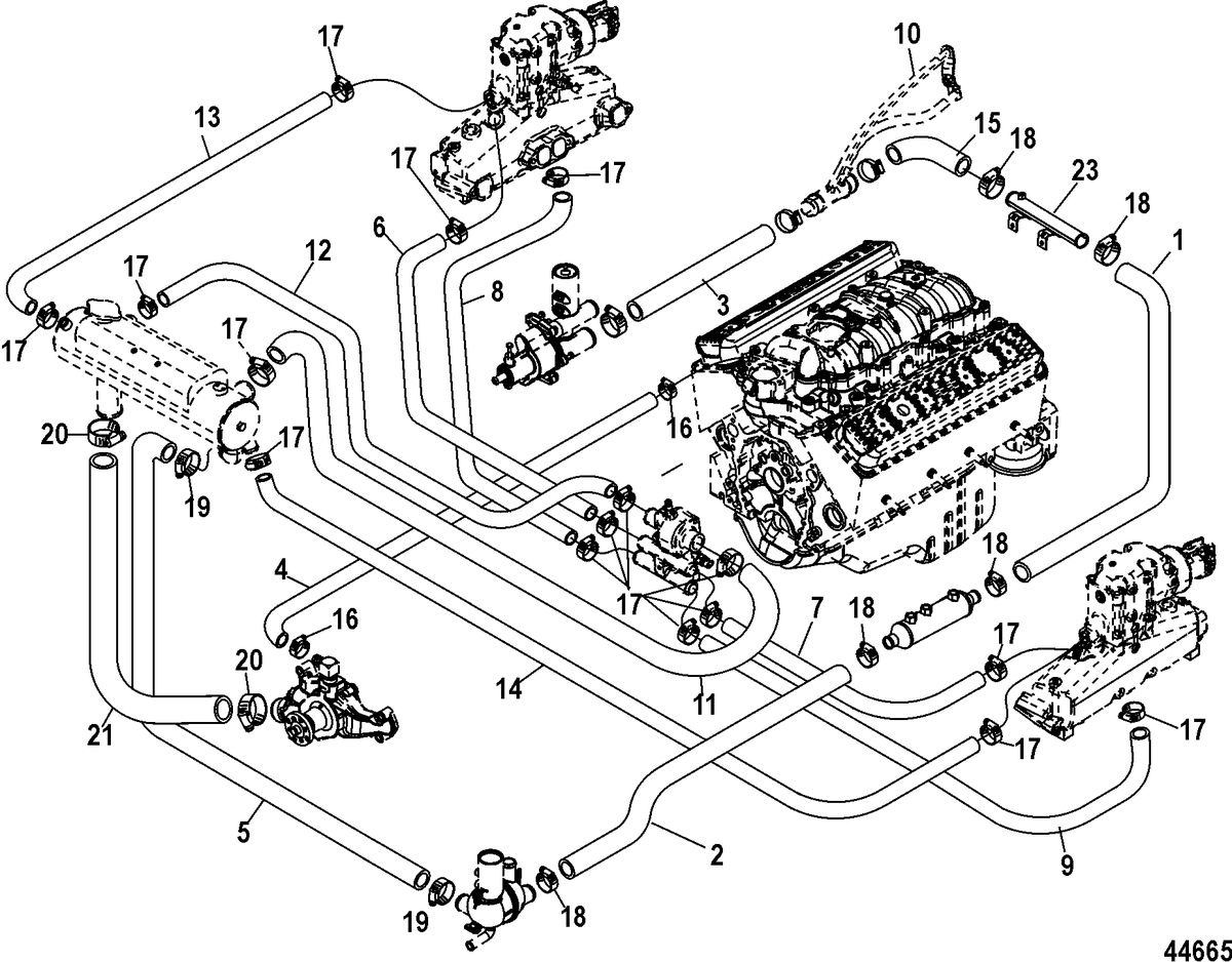 MERCRUISER 5.0L, 350, 377 MAG MPI STERNDRIVE Closed Cooling System, AXIUS
