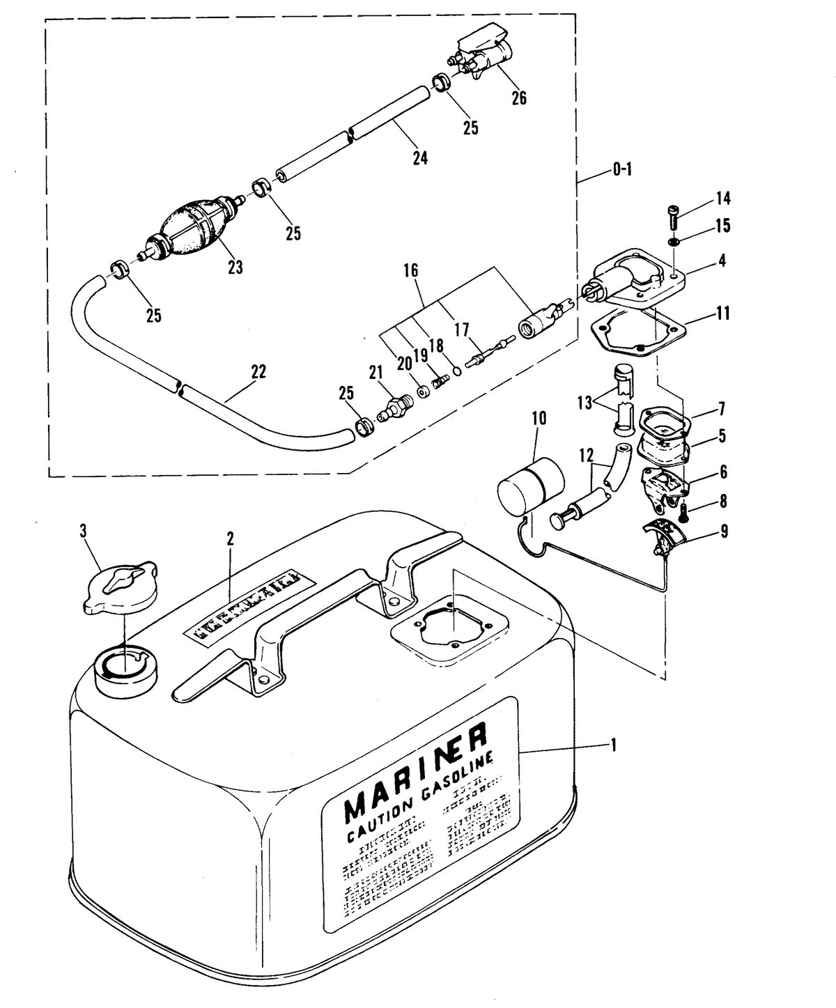 MARINER W15 HORSEPOWER FUEL TANK-INTERNATIONAL AND USA