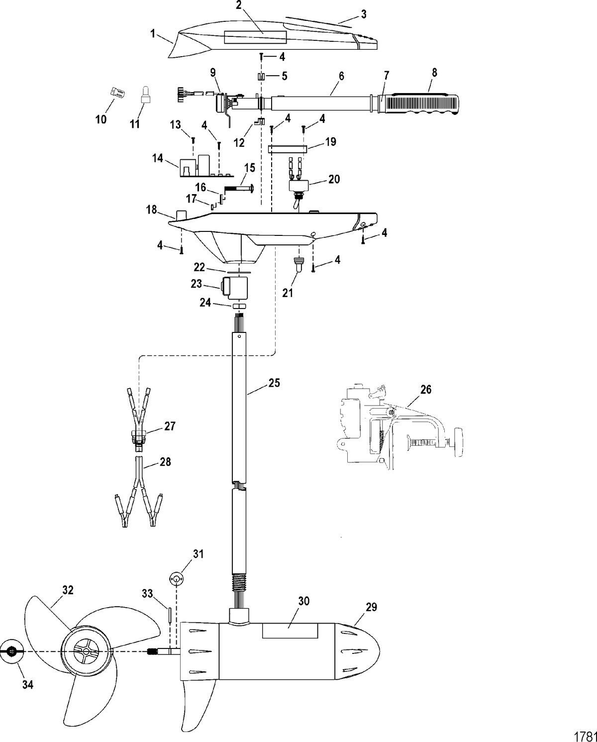 TROLLING MOTOR MOTORGUIDE TT THRUSTER SERIES Complete Trolling Motor(Model TT4800) (12 Volt)
