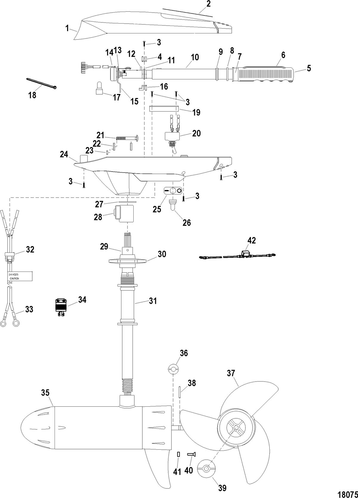 TROLLING MOTOR MOTORGUIDE FRESH WATER SERIES Complete Trolling Motor(Model FW109HBD) (36 Volt)