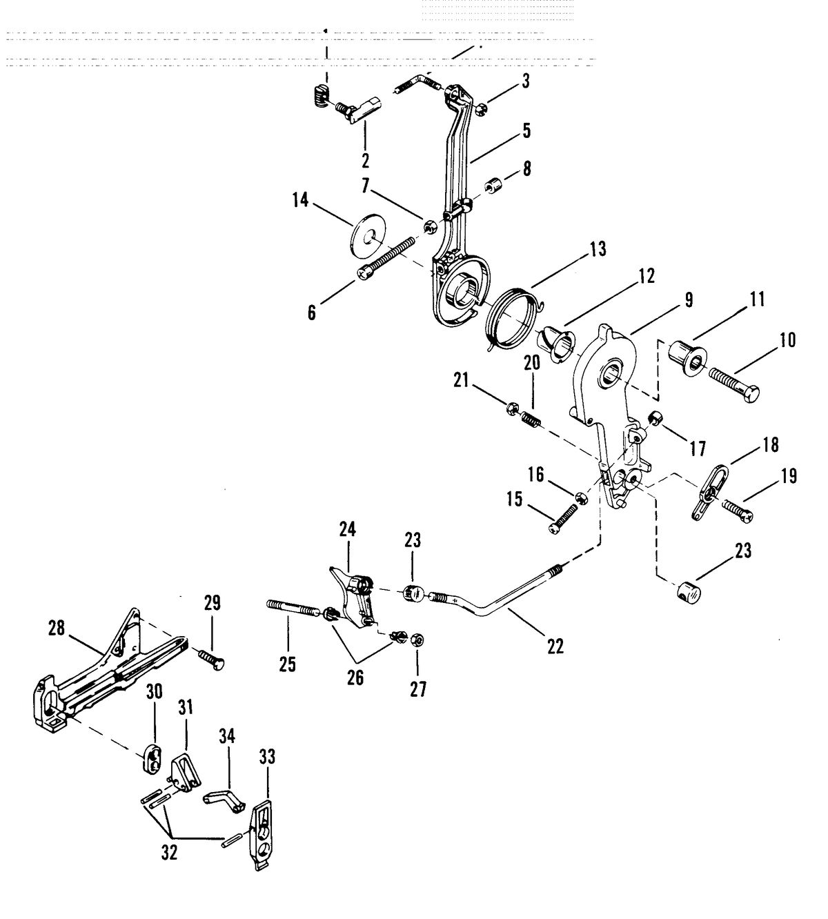 RACE OUTBOARD FORMULA 1 (CARBURETOR) THROTTLE LEVER AND LINKAGE