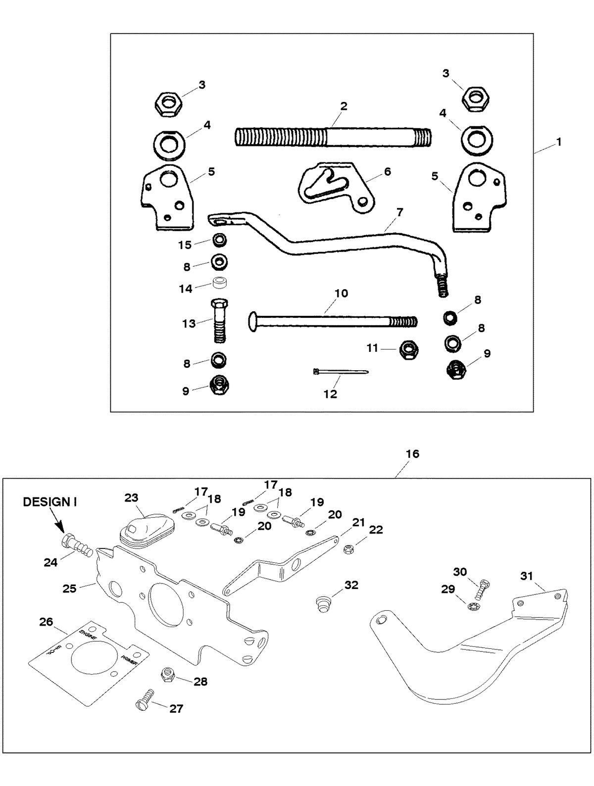 FORCE FORCE 25 H.P. (1998) REMOTE CONTROL LINKAGE (830771A4) (DESIGN I)