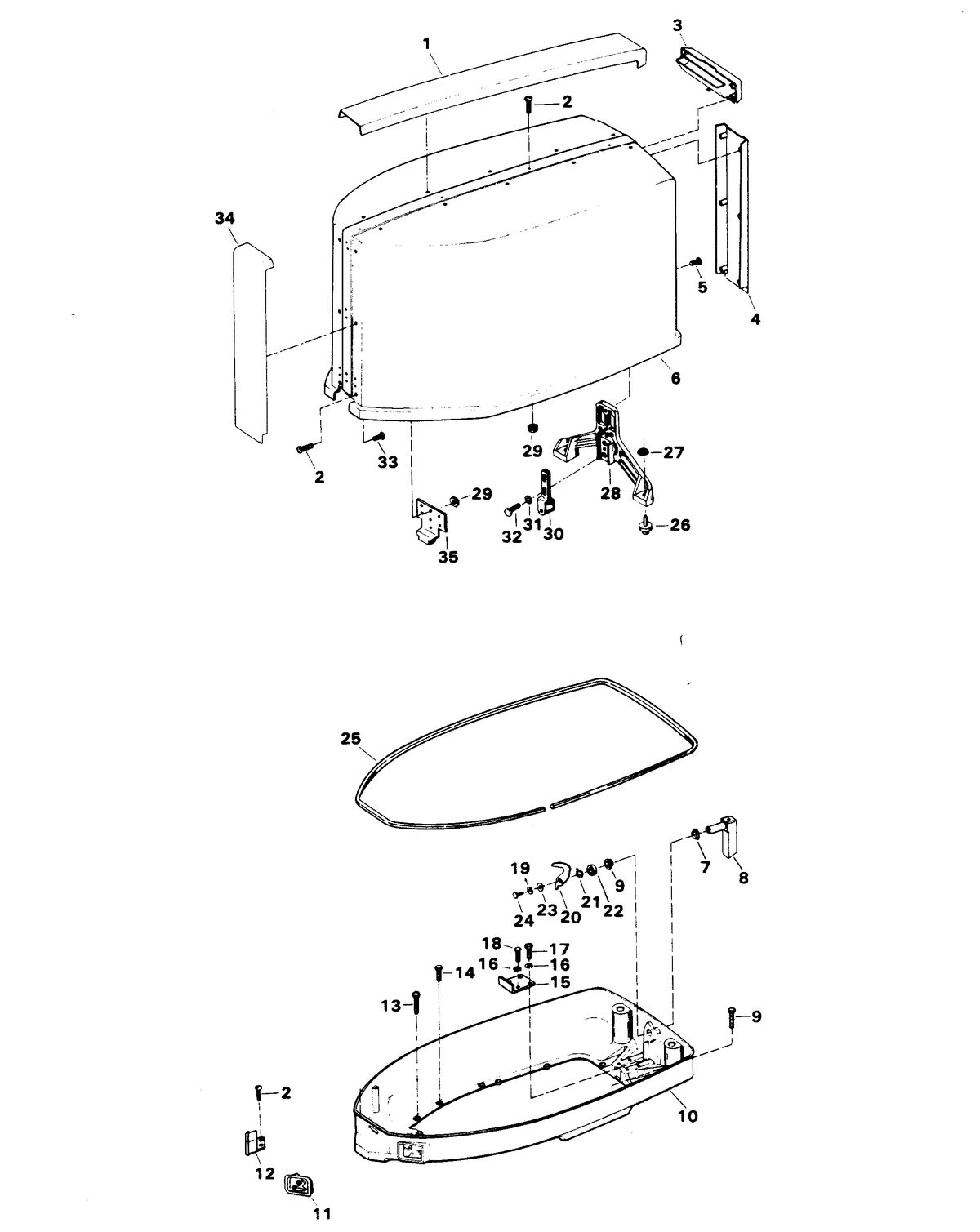 CHRYSLER 85 H.P. ENGINE COVER AND SUPPORT PLATE