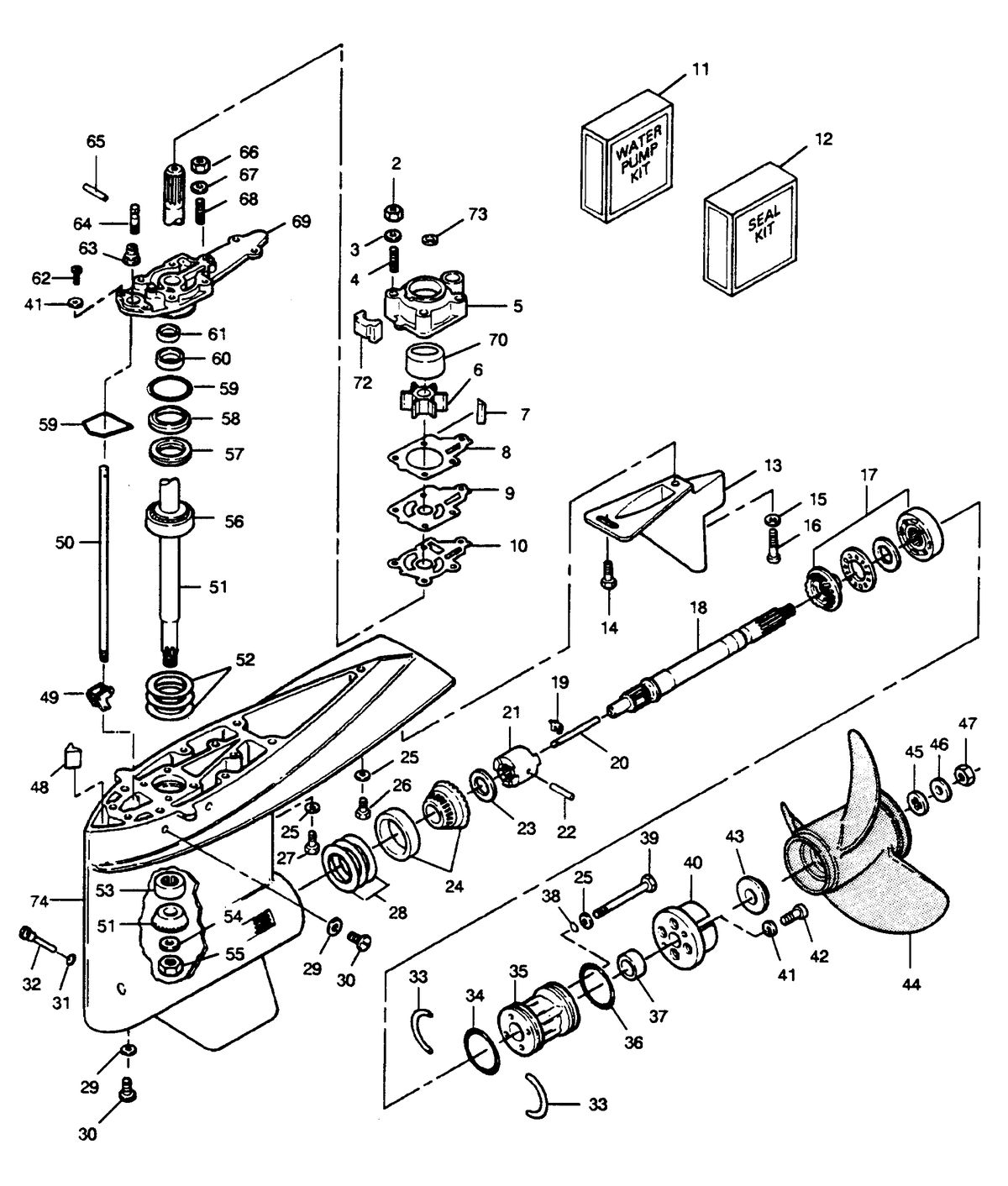 FORCE FORCE 1990 90 H.P. "A" MODEL L-DRIVE GEAR HOUSING