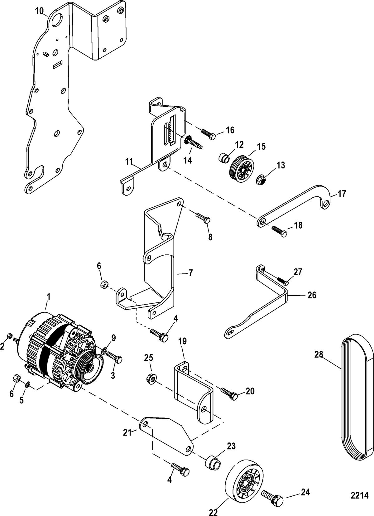 MERCRUISER 5.0L,350 MAG,MX 6.2L MPI STERNDRIVE Alternator and Brackets
