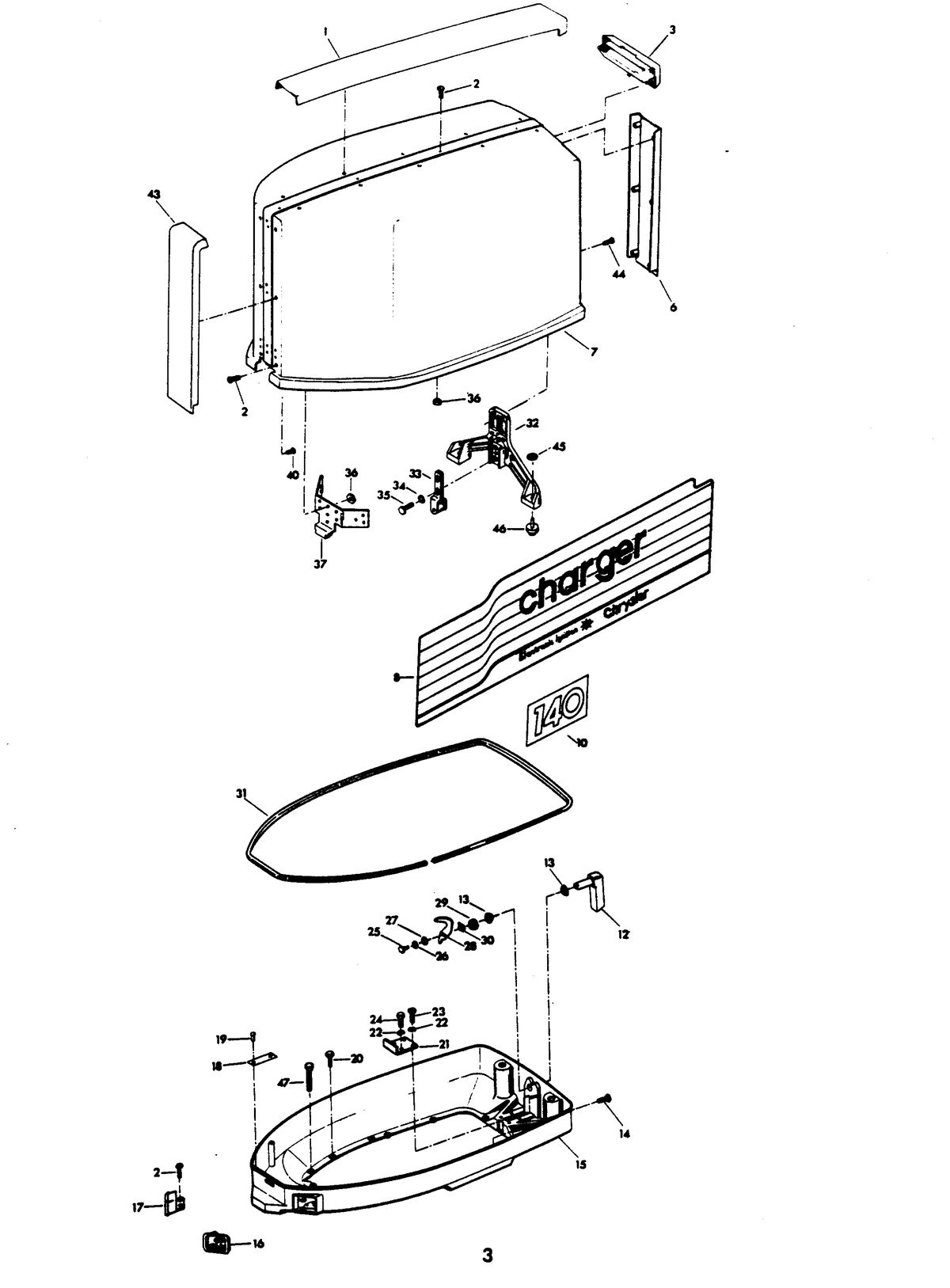 CHRYSLER 140 H.P. CHARGER ENGINE COVER AND SUPPORT PLATE