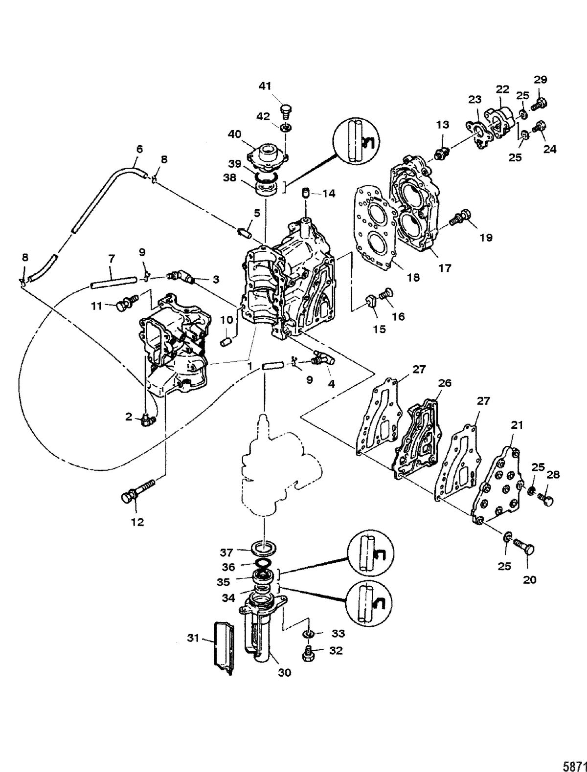 MARINER 8HP KEROSENE CRANKCASE AND CYLINDER HEAD