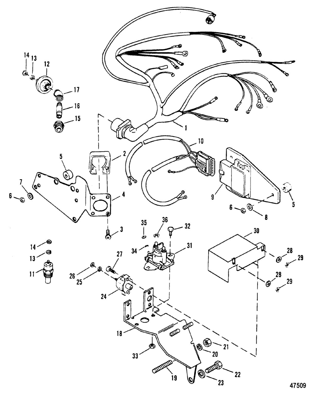 MERCRUISER 502 MAGNUM BRAVO ENGINE (GEN V) WIRING HARNESS AND ELECTRICAL COMPONENTS(EXHAUST BELOW)
