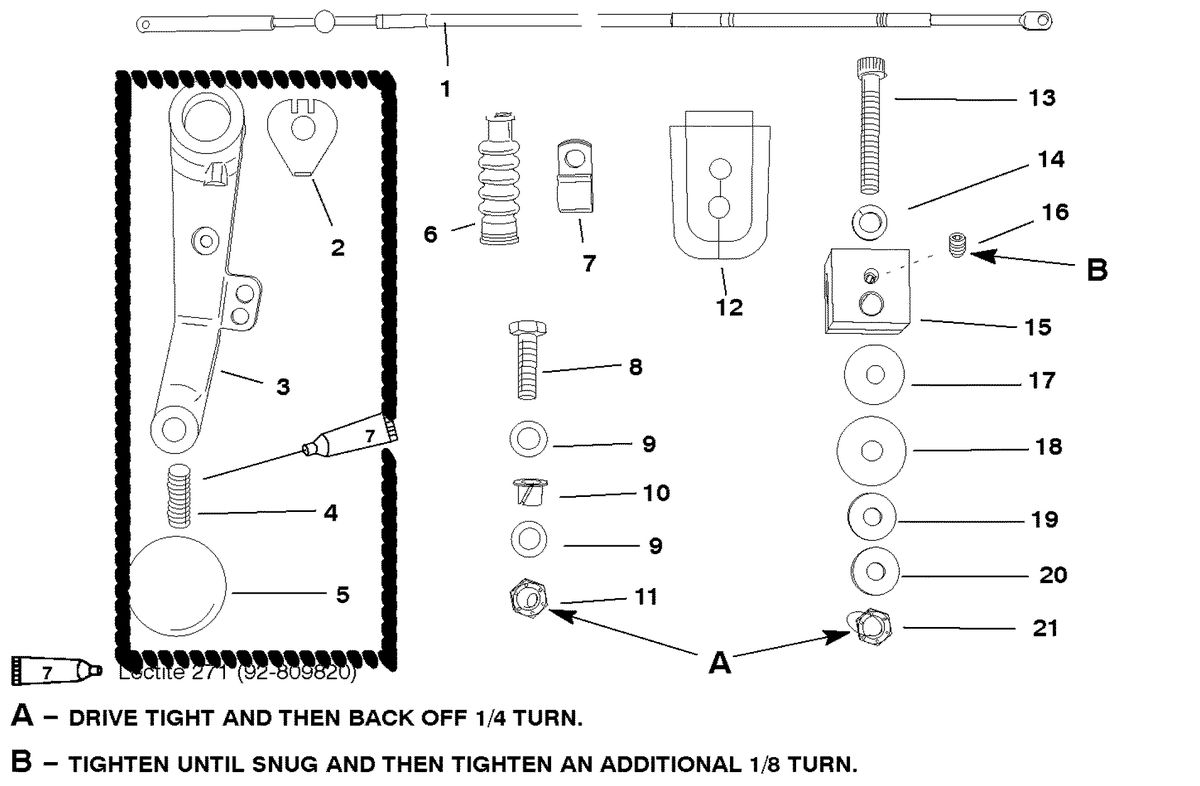 MERCURY/MARINER 50/55/60 JET 45 TILLER HANDLE ADAPTOR KIT (JET 45)