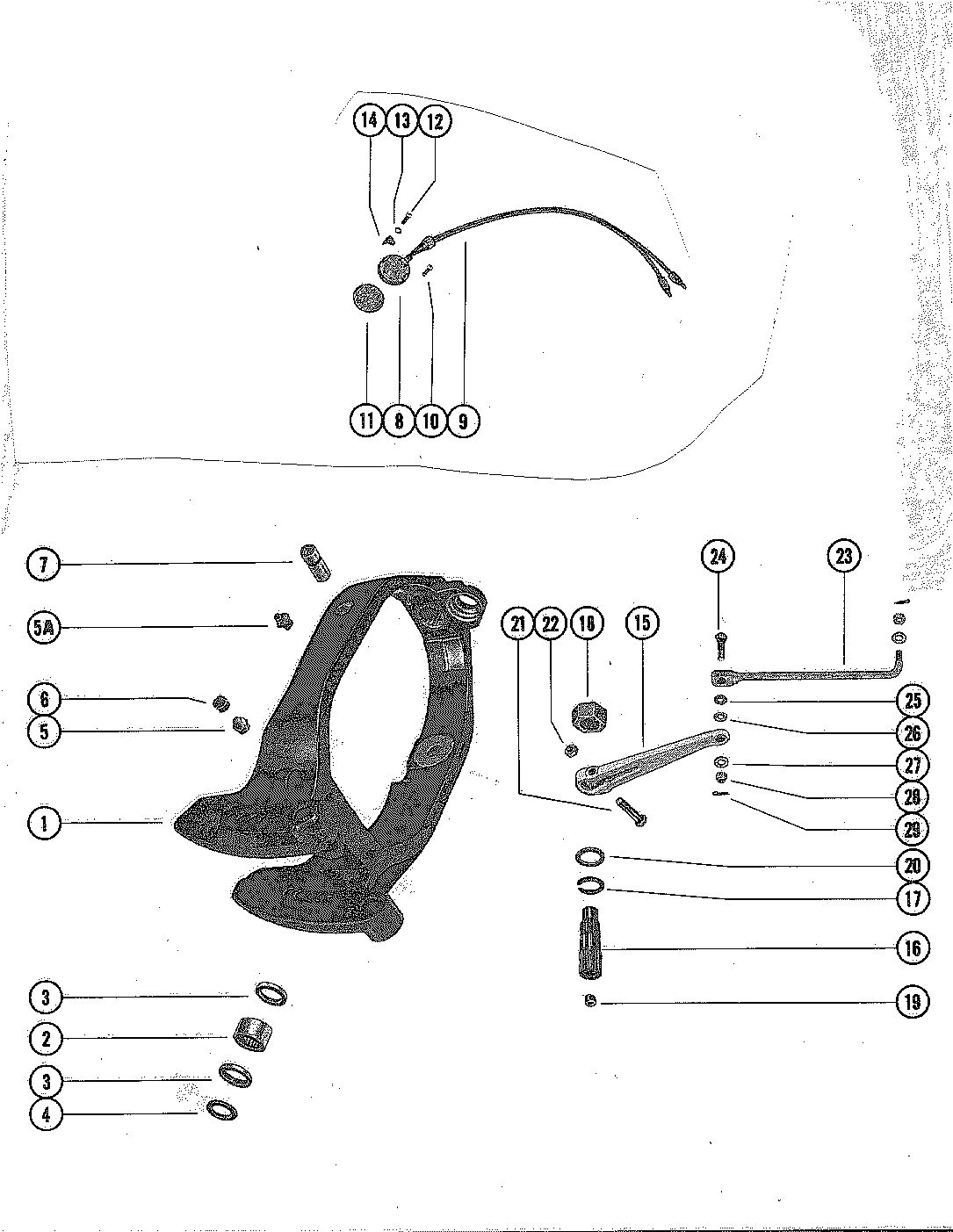 MERCRUISER 898 (1.50 RATIO) 1228 (1.50 RATIO) 1250 (1.32 RATIO) GIMBAL RING ASSEMBLY AND STEERING LEVER