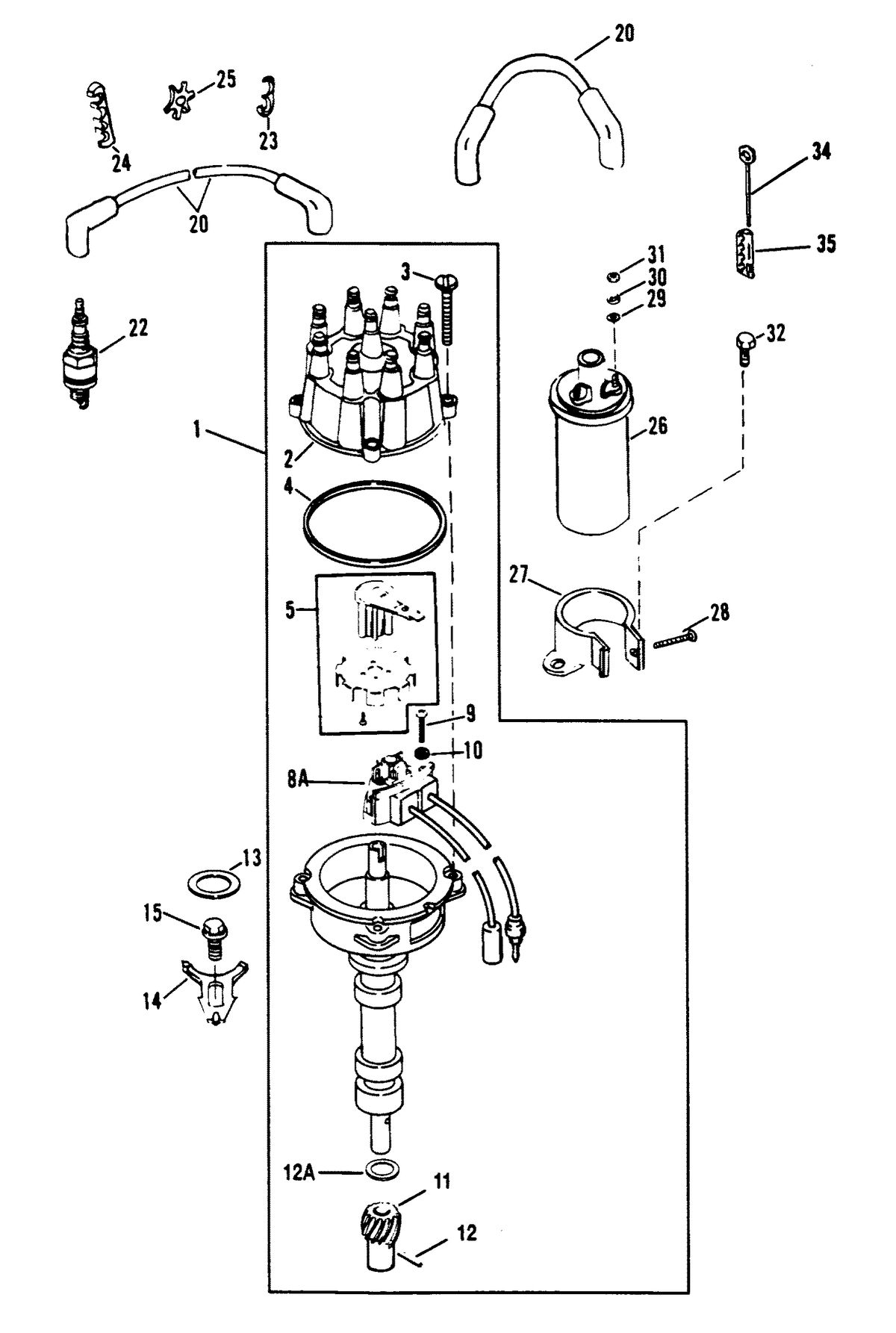MERCRUISER 454 MAG BRAVO (GEN V) DISTRIBUTOR AND IGNITION COMPONENTS