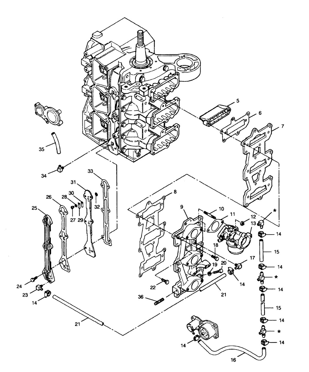 FORCE FORCE 1991 90 H.P. "C" MODELS REED PLATE AND RECIRCULATION SYSTEM