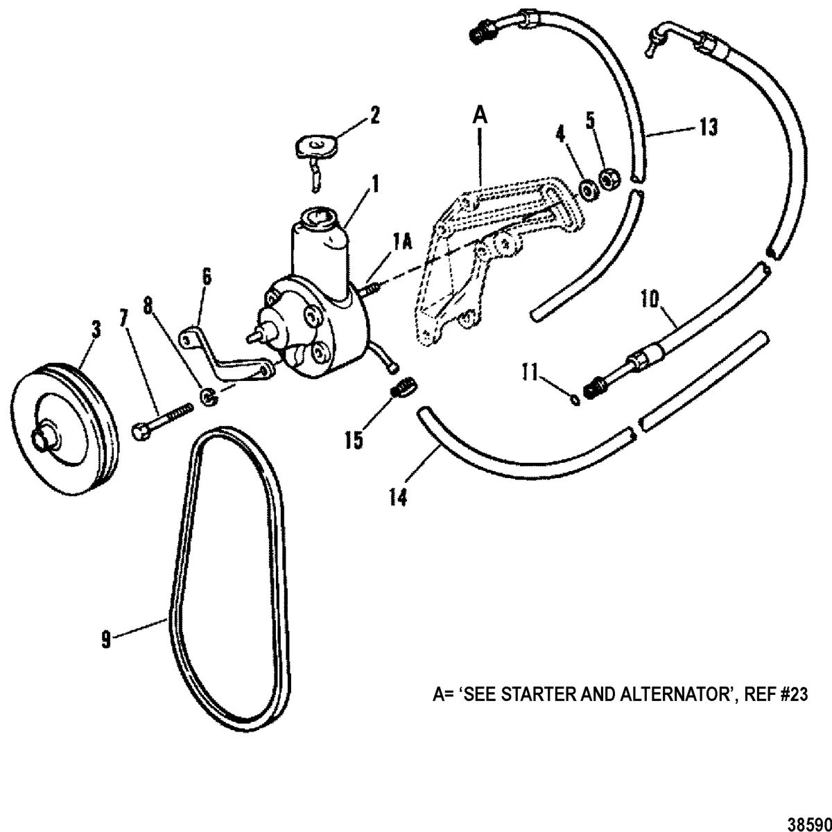 MERCRUISER 200/5.0L/LX 260/5.7L 350 MAG ALPHA/BRAVO POWER STEERING COMPONENTS(CAST MOUNTING BRACKET)