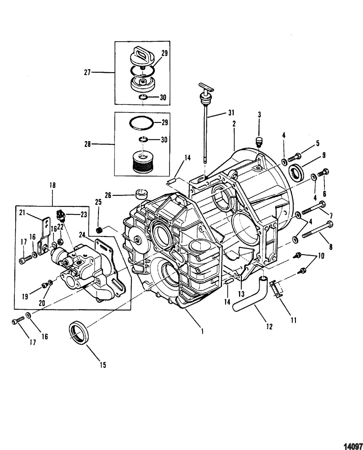 MERCRUISER MIE 7.4 EFI HURTH/BORG WARNER -LH ONLY Transmission(Hurth 630) (Housing)
