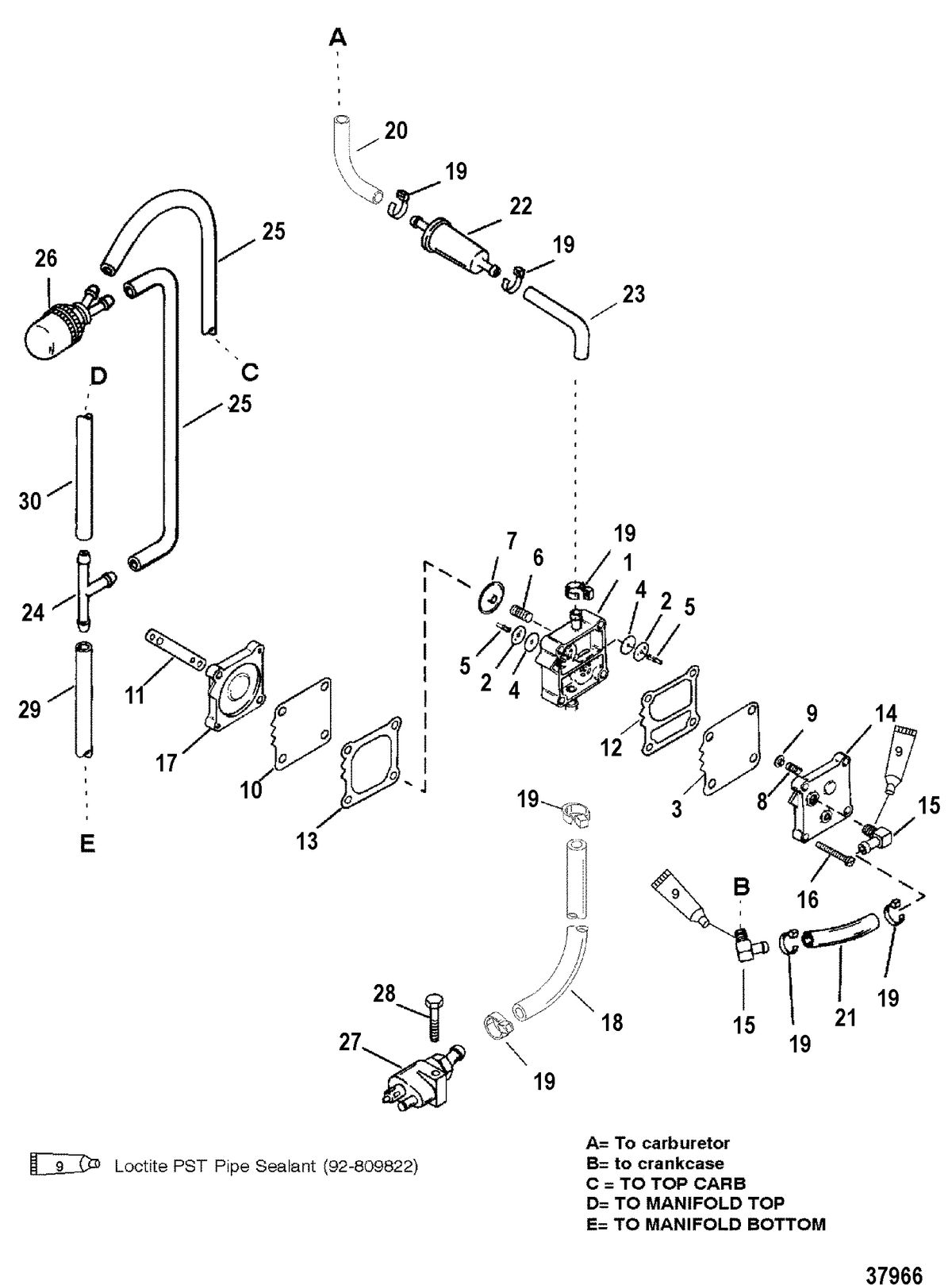 MERCURY/MARINER 40/50 H.P. JET 30 (3 CYL.) FUEL PUMP(MANUAL)