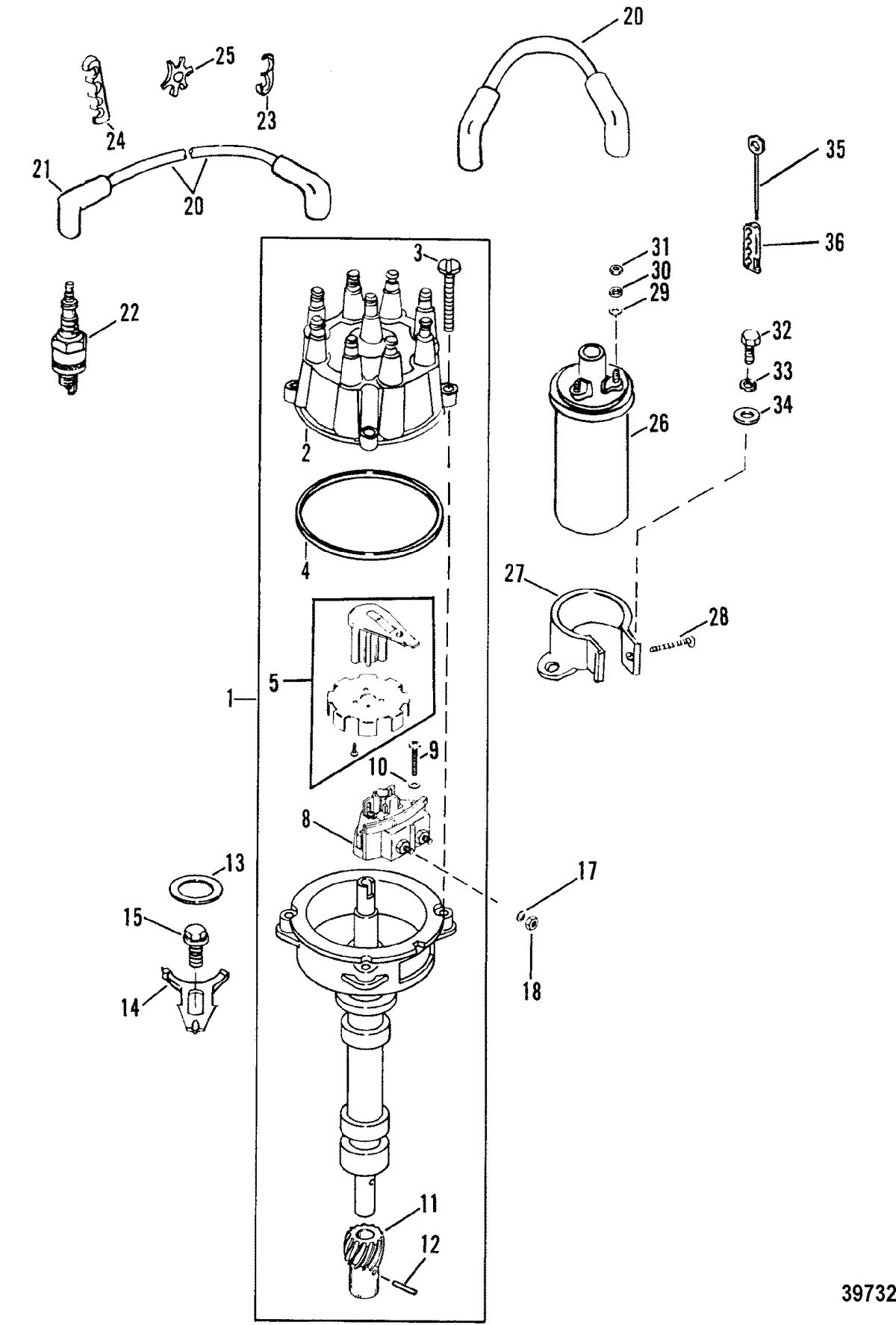 MERCRUISER 7.4L BRAVO DISTRIBUTOR AND IGNITION COMPONENTS