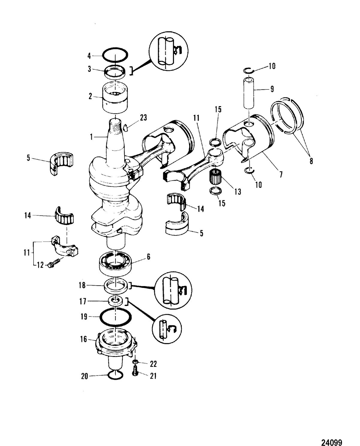 MARINER 40B HP CRANKSHAFT AND PISTON