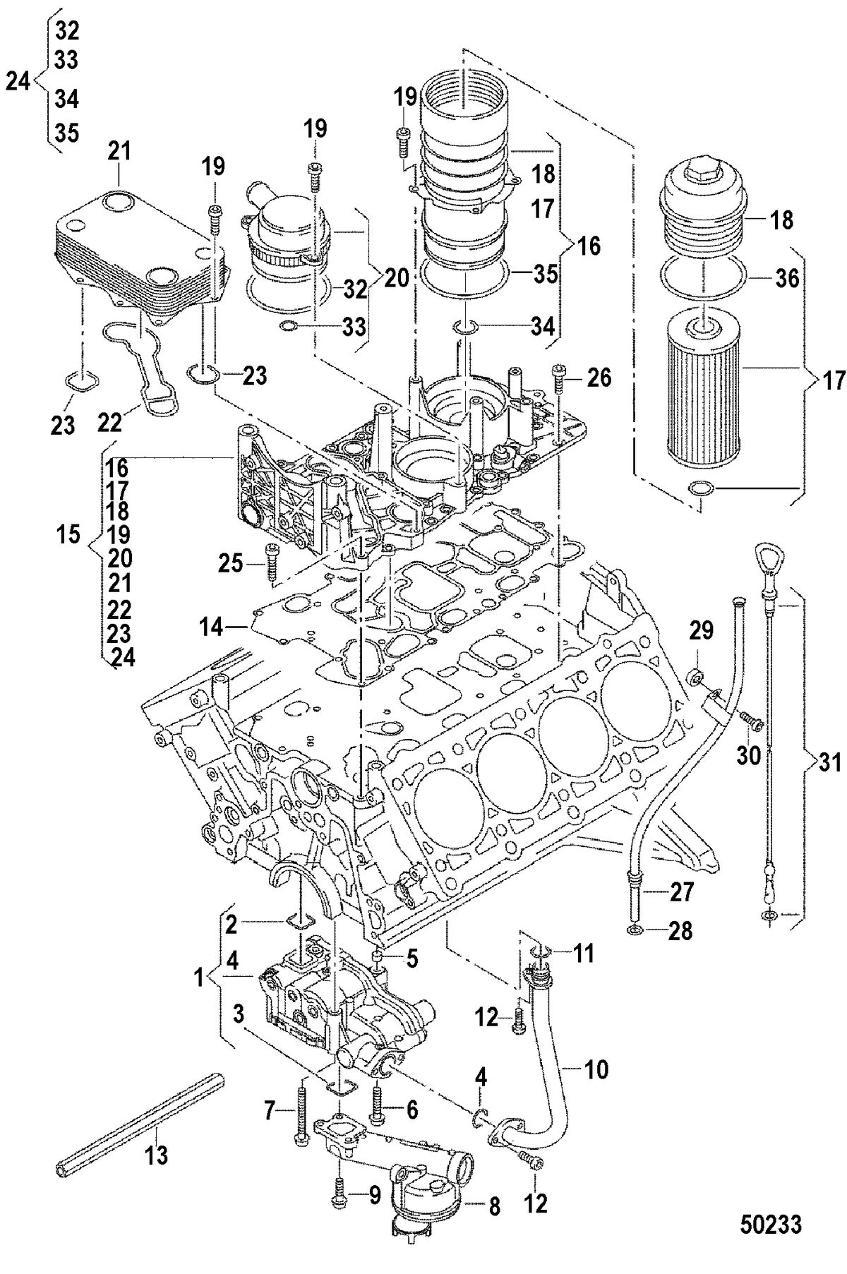 MERCRUISER VW TDI 4.2L OIL PUMP AND COMPONENTS