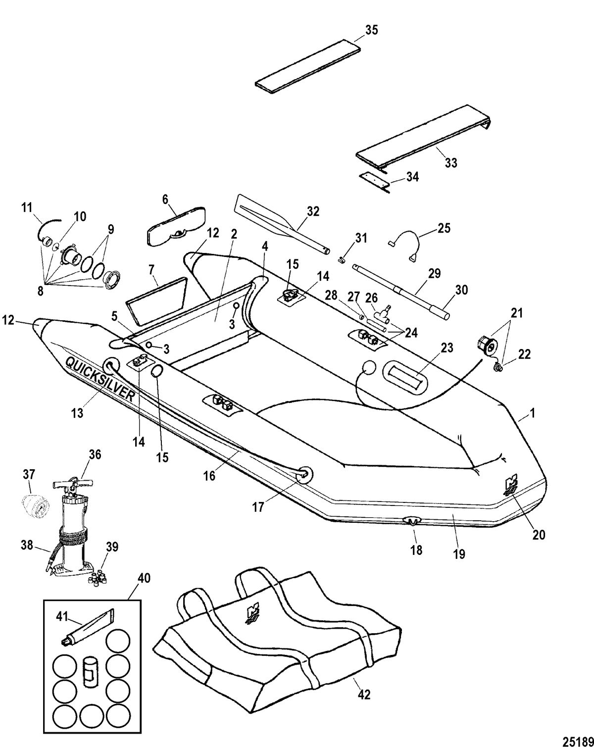 INFLATABLES MERCURY AND QUICKSILVER HYPALON SOFT BOTTOM Quicksilver Roll Up Models(White)