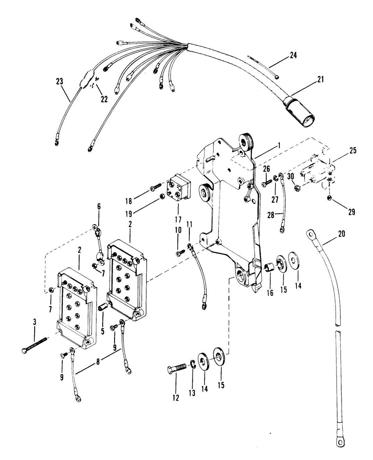 RACE OUTBOARD 2.4L EFI BASS/OFFSHORE WIRING HARNESS, STARTER SOLENOID AND RECTIFIER