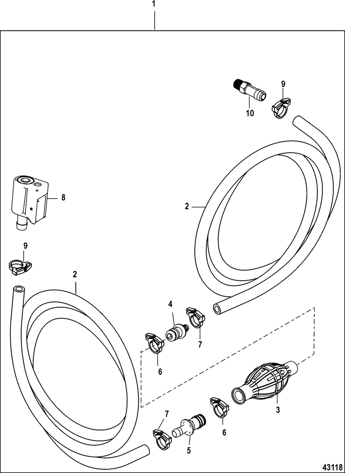 ACCESSORIES FUEL/OIL TANKS, LINES, FILTER KITS AND CORROSION Fuel Line Assy (Non EPA), Clip on Disconnect-Low Perm Hose