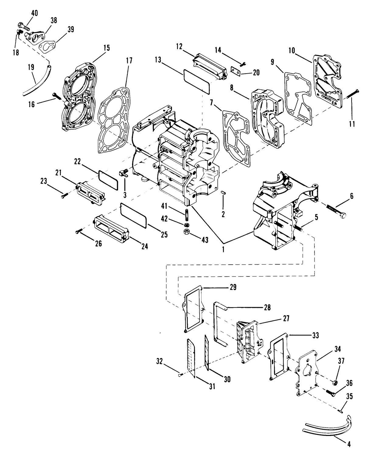 RACE OUTBOARD 25 XS CYLINDER BLOCK AND COVERS