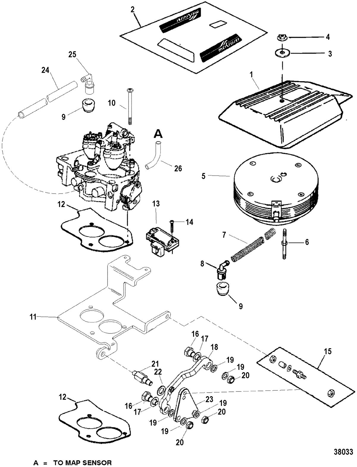 MERCRUISER 7.4L EFI (MIE) HURTH/BORG WARNER (GEN VI) THROTTLE LINKAGE