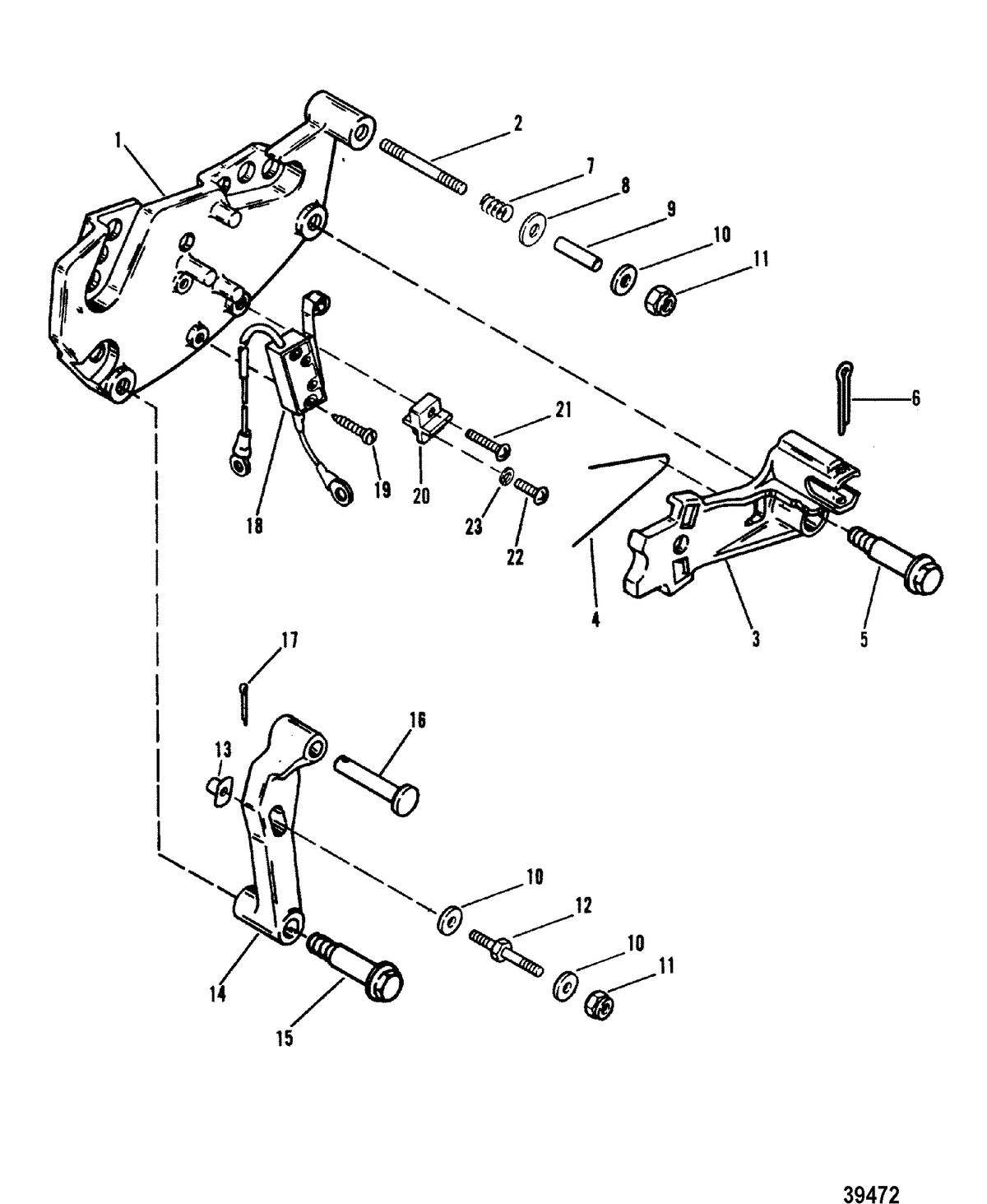 MERCRUISER 165 HP - 3.7L/170 HP/180 HP-3.7 L/LX/190 HP SHIFT BRACKET(NEW DESIGN)