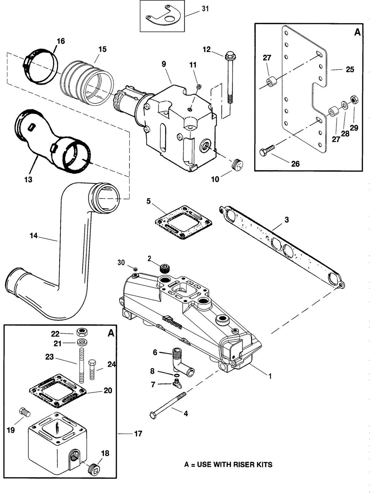 MERCRUISER 350/6.2L BLACK SCORPION SKI (GEN+) EXHAUST MANIFOLD & EXHAUST ELBOW