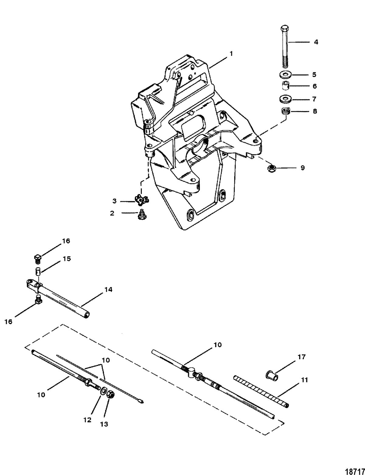 MERCRUISER BRAVO I/II/III STERNDRIVE AND TRANSOM ASSEMBLY TRANSOM PLATE AND SHIFT CABLE