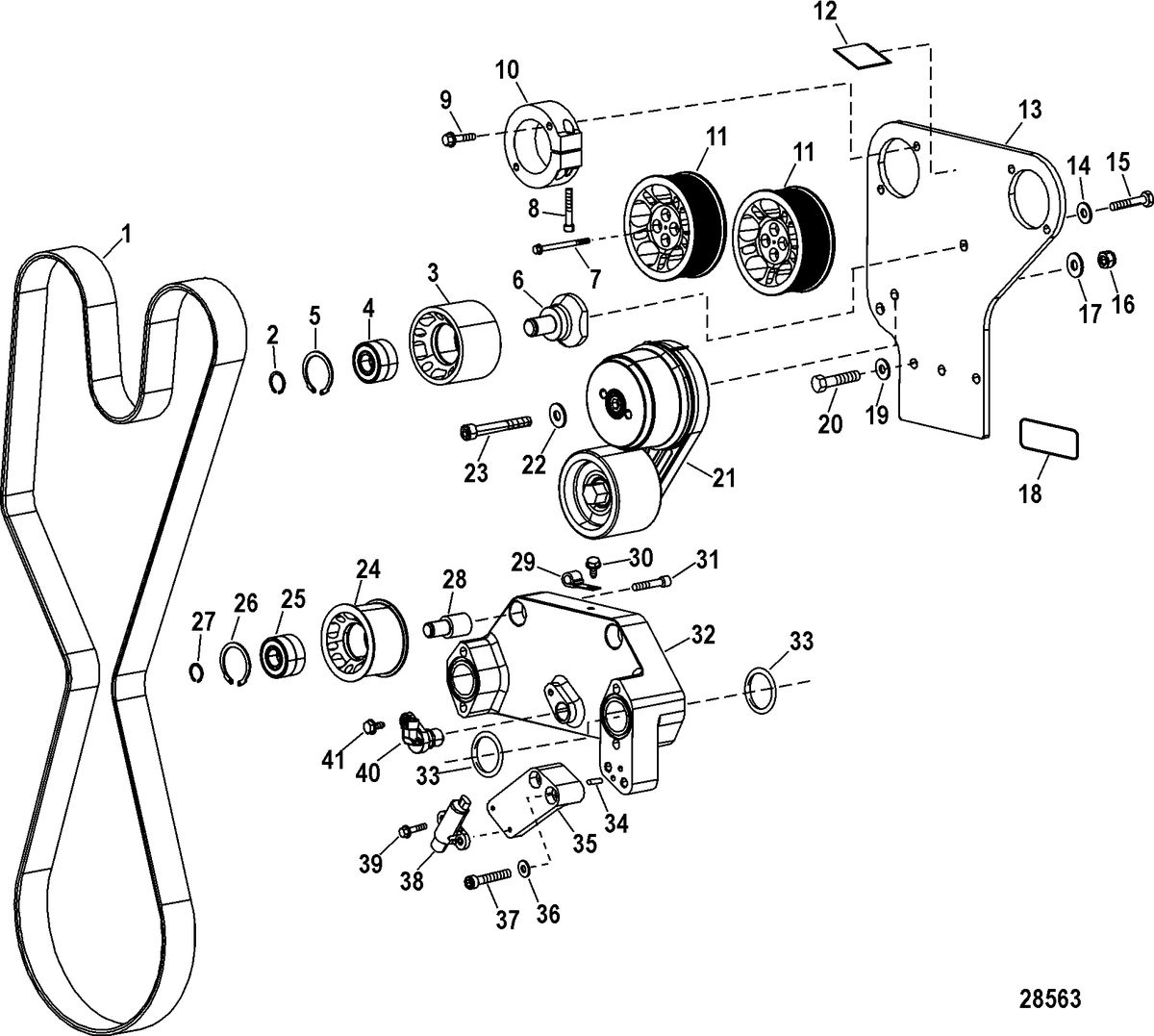 RACE STERNDRIVE 1075 SCI Engine Components(Drive Belt) (0M957032 Thru 0M960972)