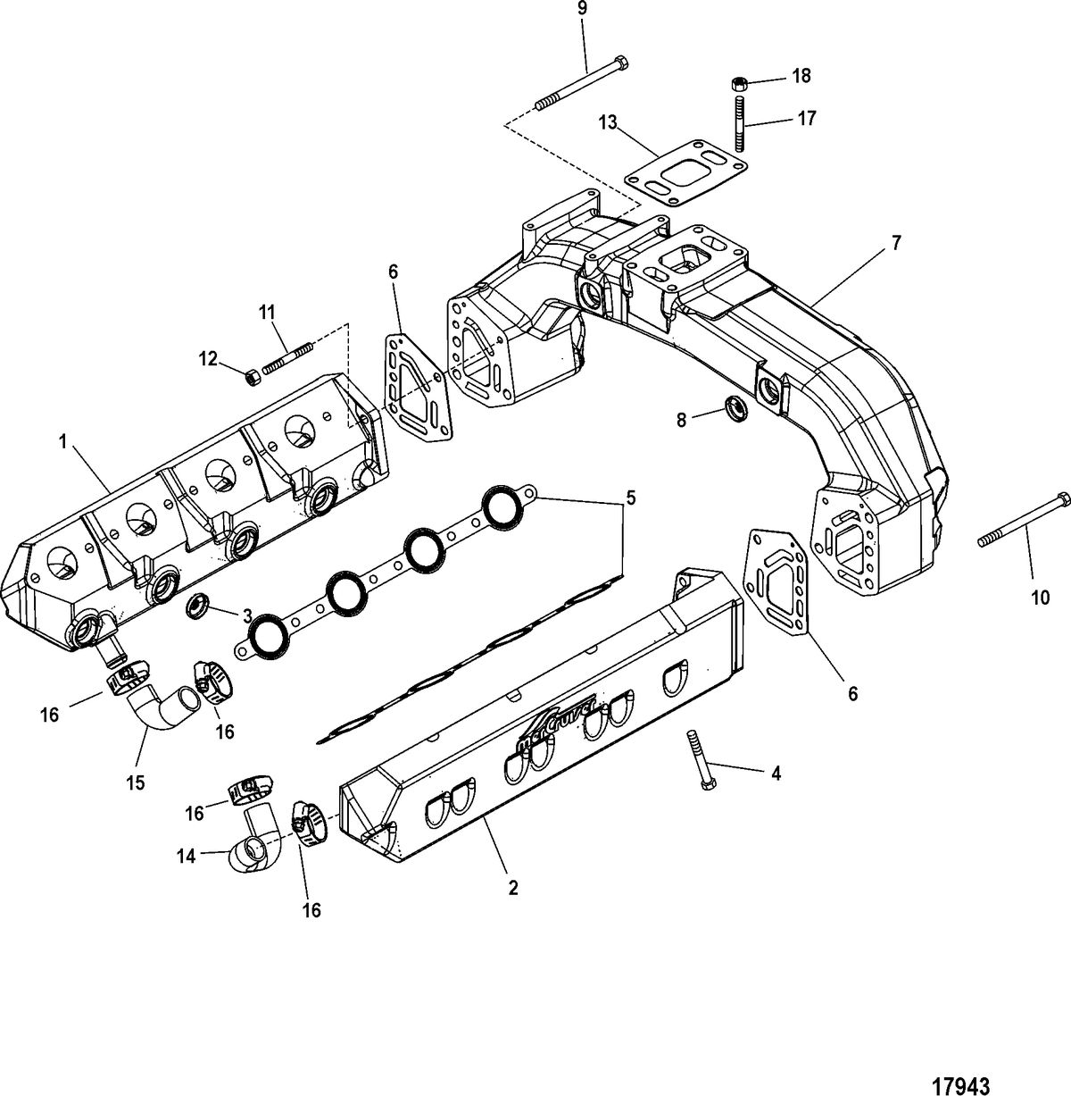 MERCRUISER CUMMINS/MERCRUISER DIESEL 7.3L D-TRONIC BRAVO Exhaust Manifold