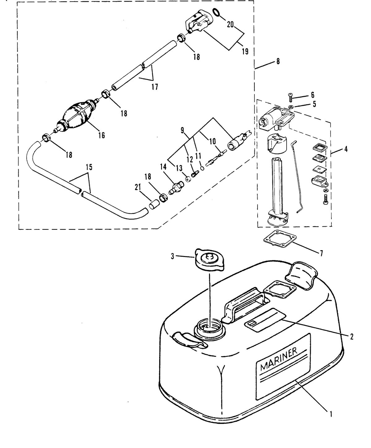 MARINER MARINER 20 FUEL TANK AND FUEL LINE ASSEMBLY