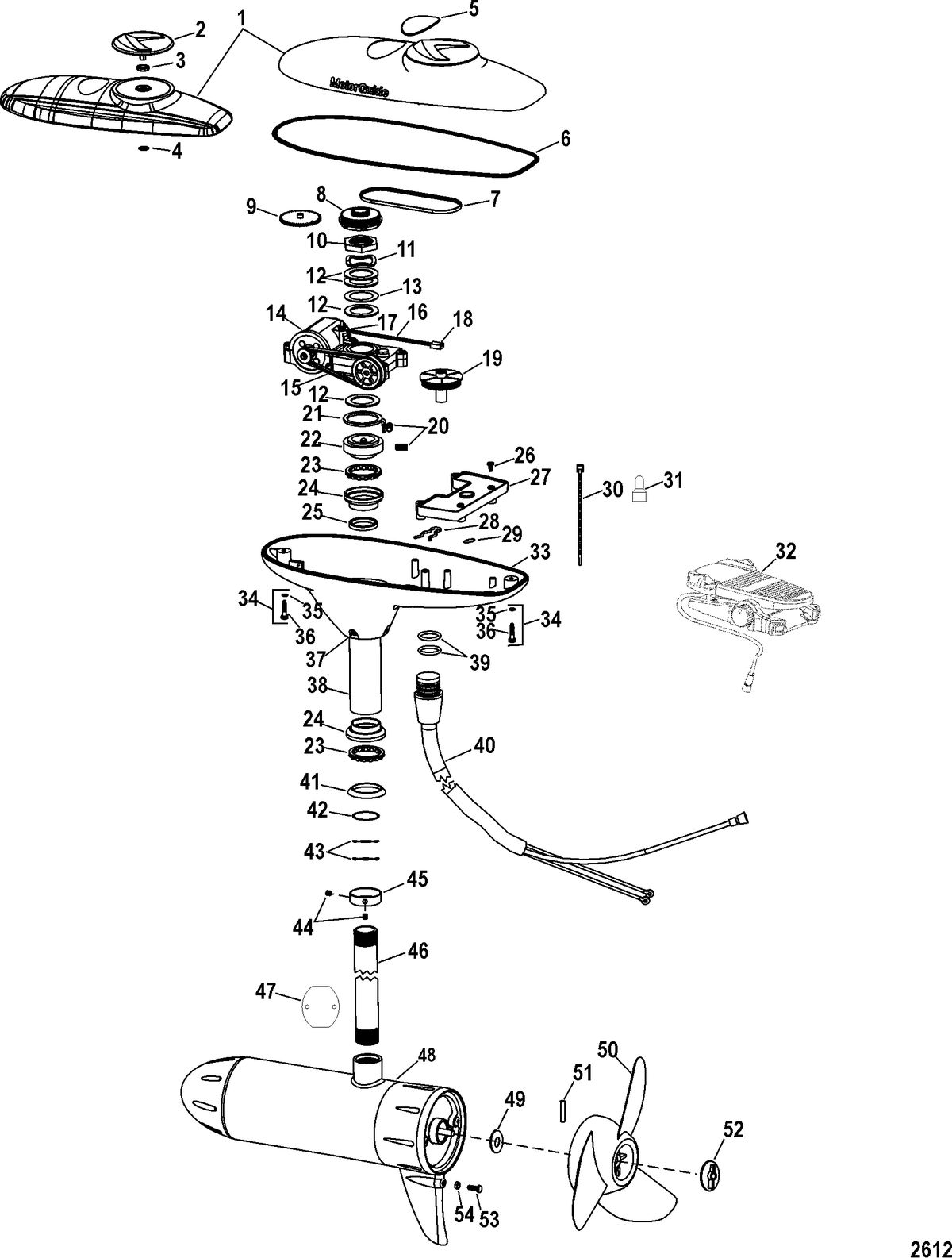 TROLLING MOTOR MOTORGUIDE SALT WATER SERIES Complete Trolling Motor(Model SWDS54FB/SWDS54FBV) (12 Volt)